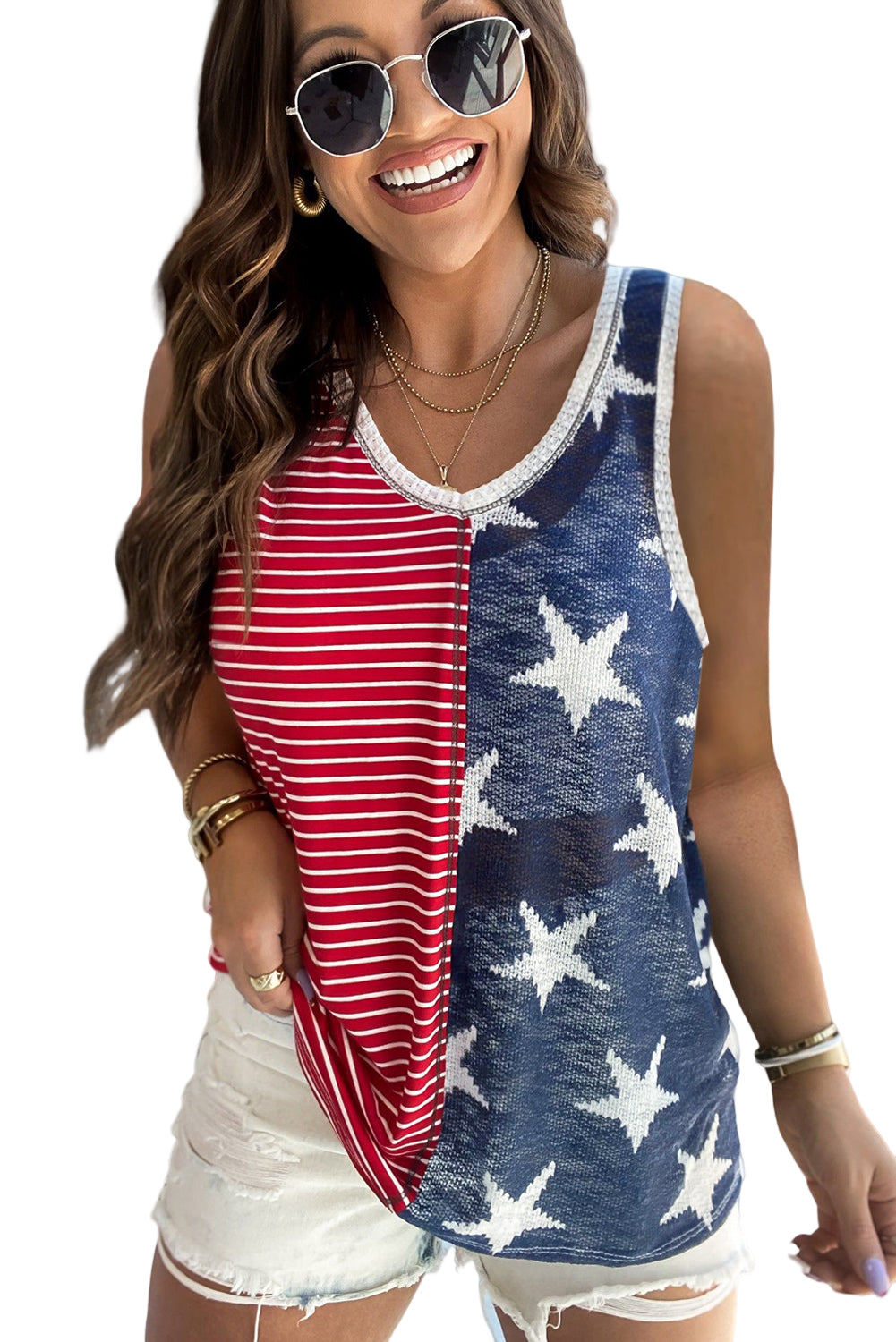 Red American Flag Stars & Stripes Tank Top