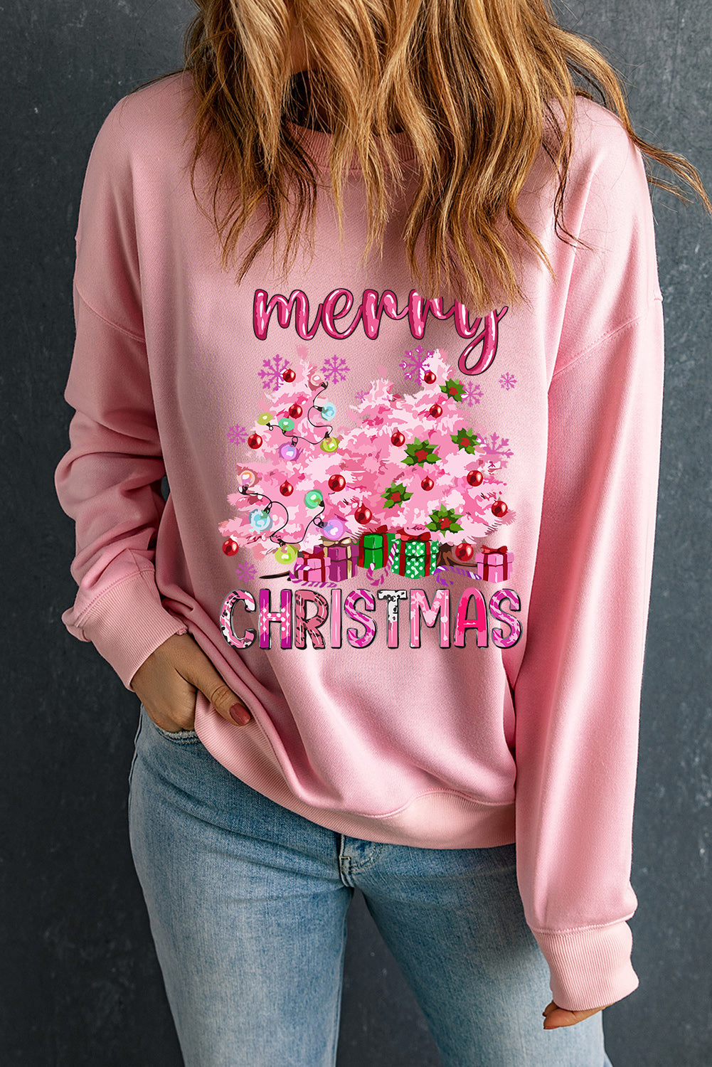 Merry Christmas Pink Sweatshirt