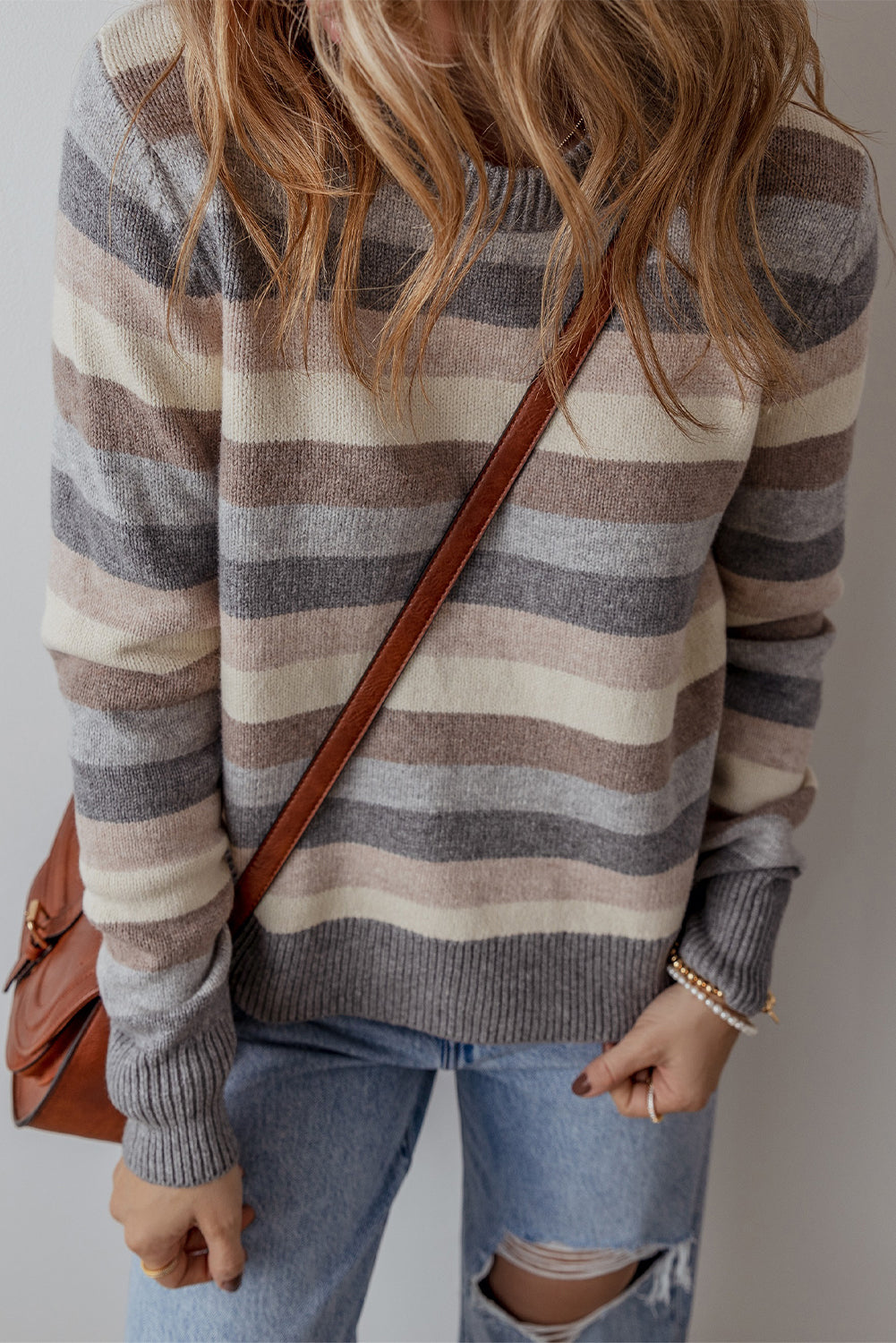 Striped Ribbed Edge Sweater