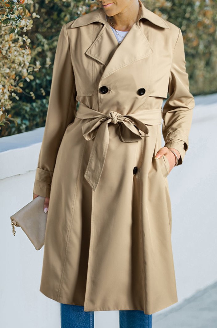 Khaki Belted Trench Coat