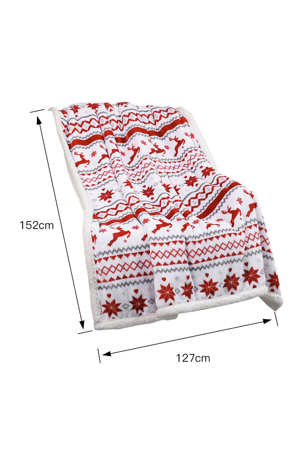 Christmas Reindeer Snowflake Sherpa Blanket