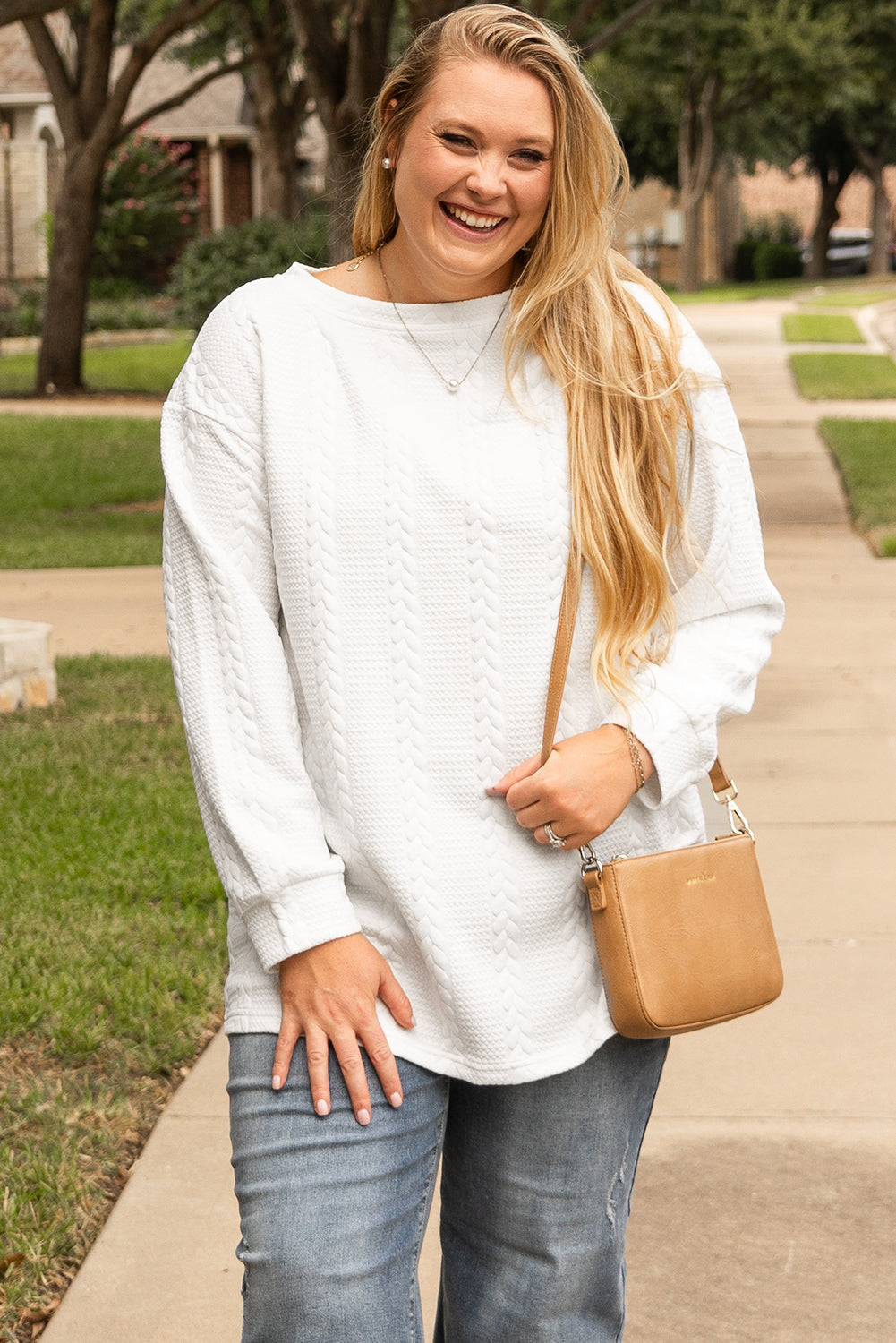 Textured Cable Sweatshirt Plus Size