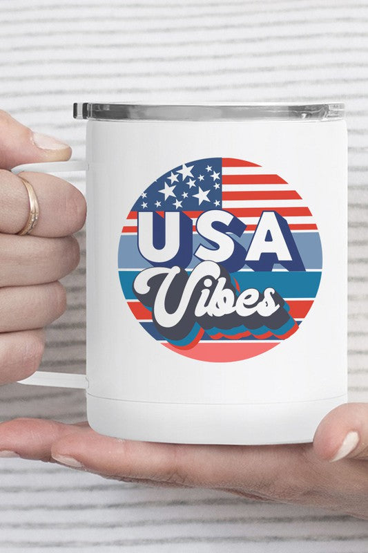 Patriotic USA Vibes Circle Travel Mug