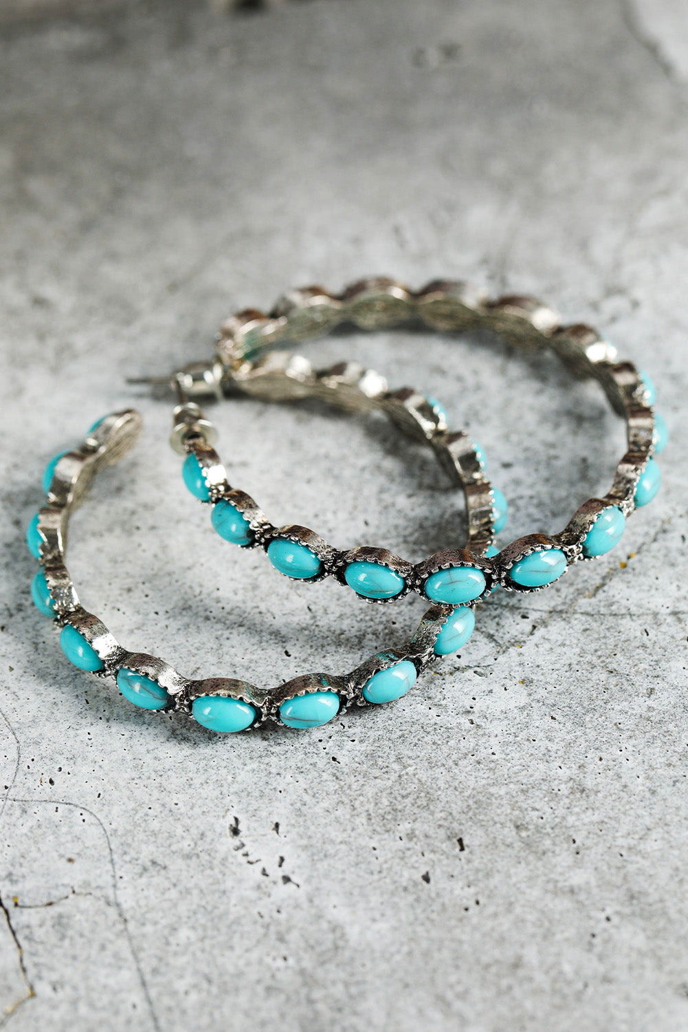 Turquoise Open Hoop Earrings