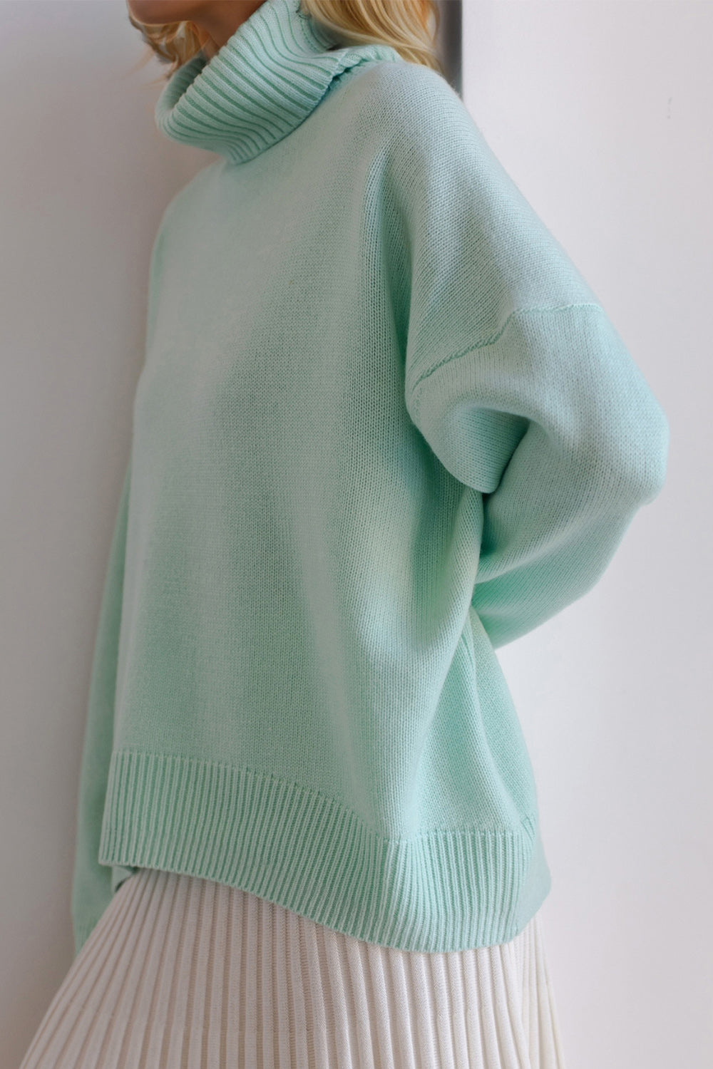 Dropped Shoulder Turtleneck Sweater