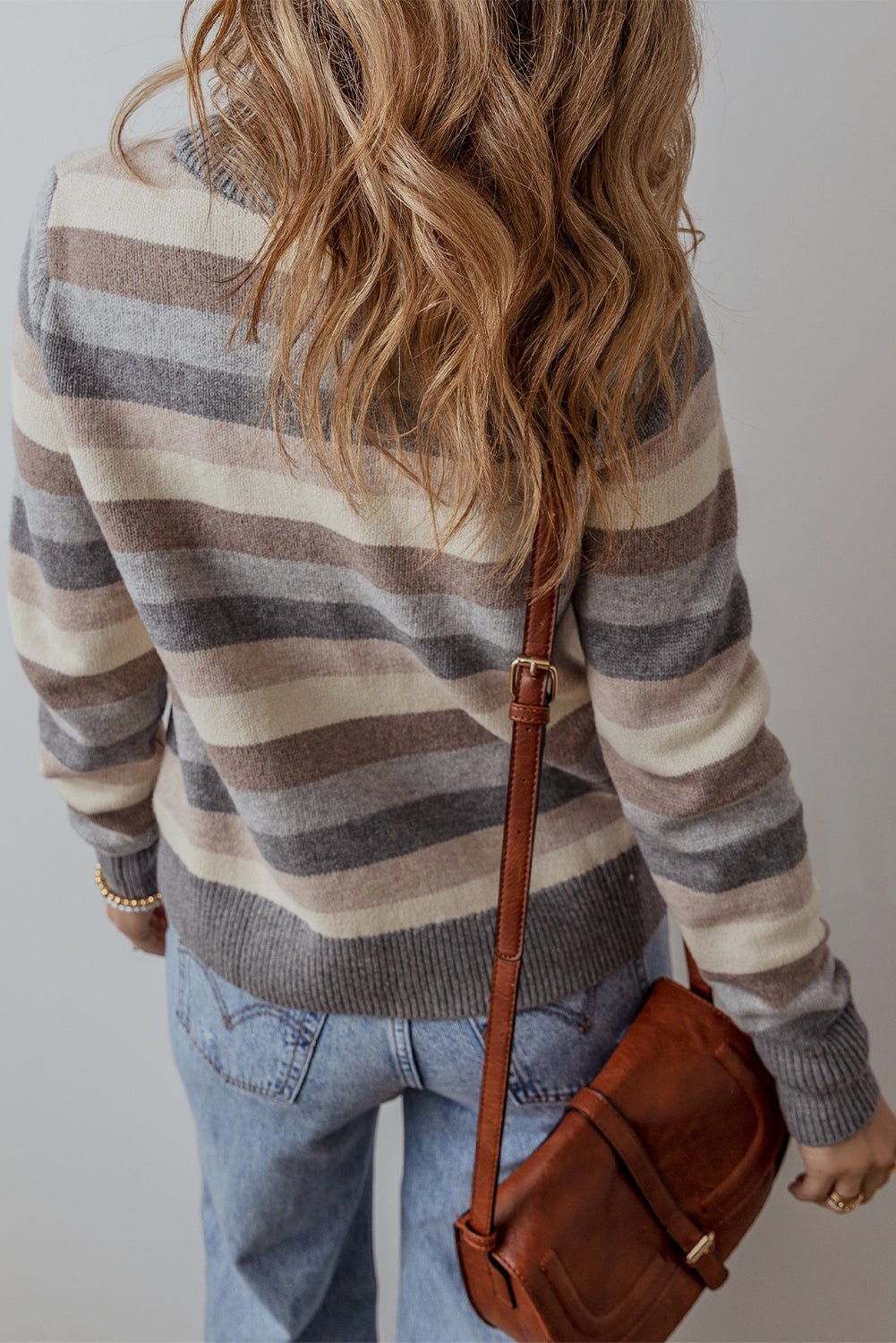 Striped Ribbed Edge Sweater