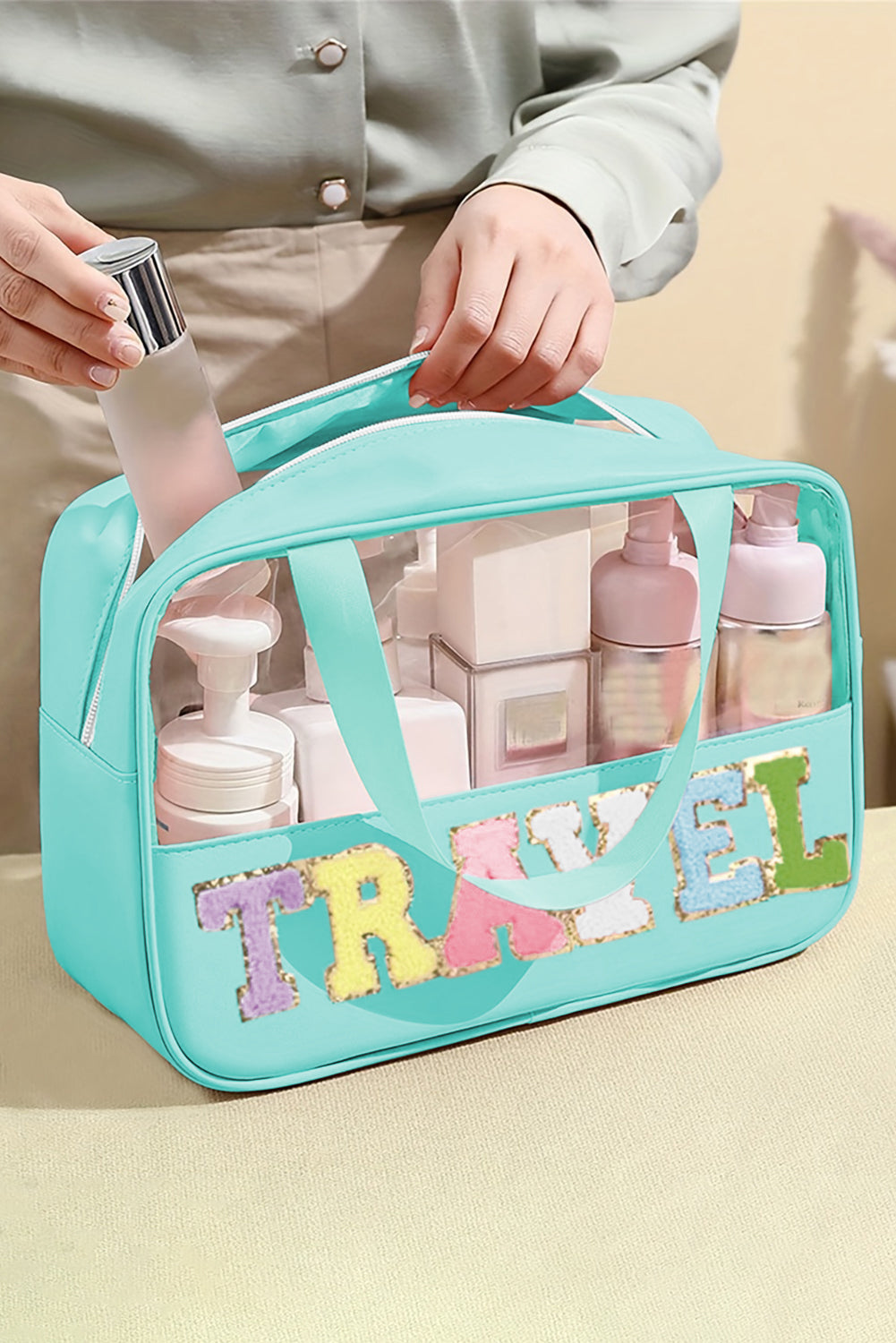 TRAVEL Clear Plastic Makeup Bag