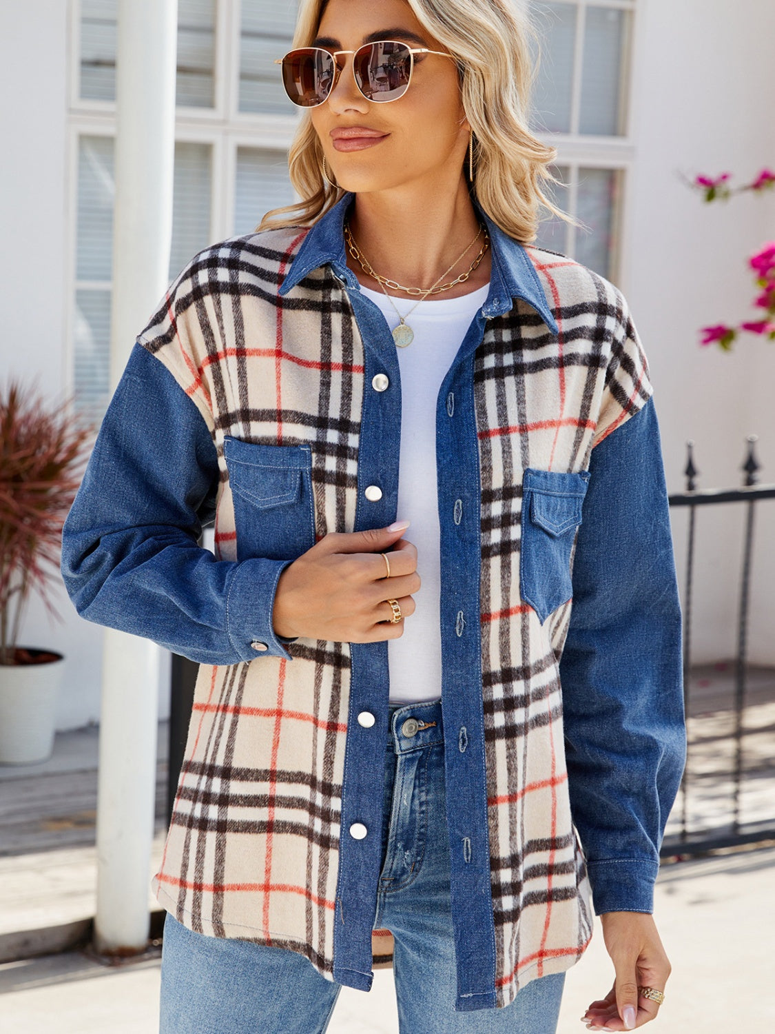 Brit Plaid Denim Jacket