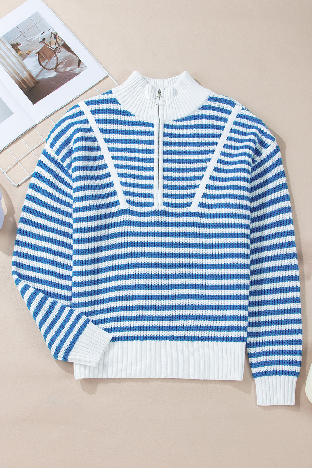 Stripe Zip Up Sweater