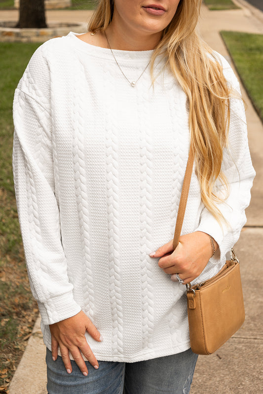 Textured Cable Sweatshirt Plus Size