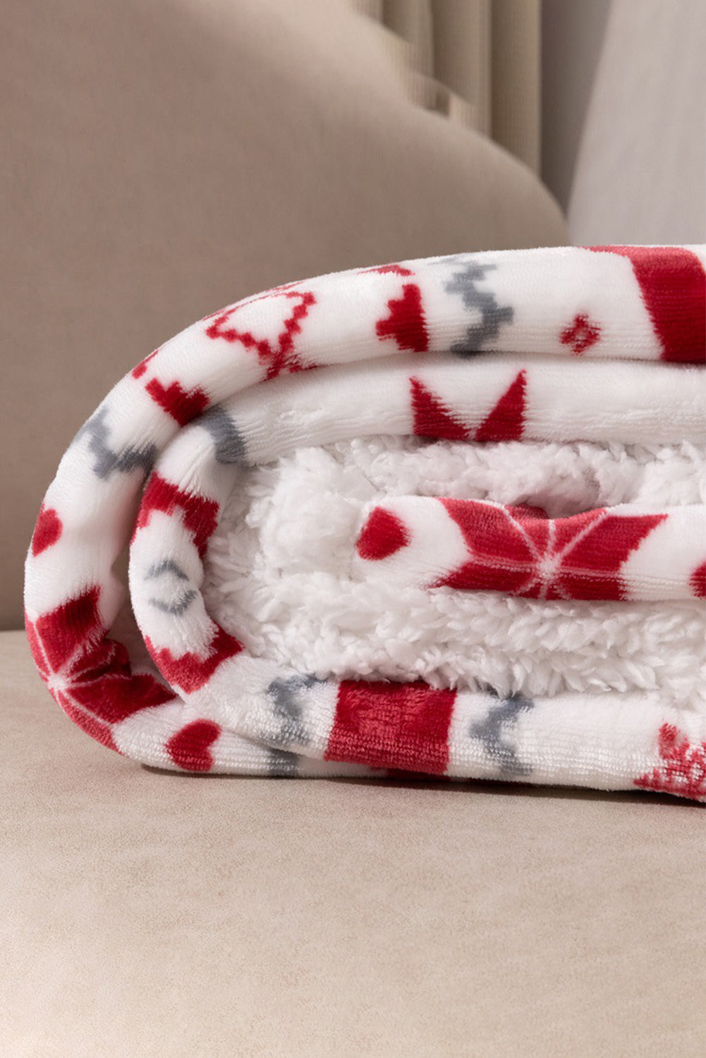 Christmas Reindeer Snowflake Sherpa Blanket