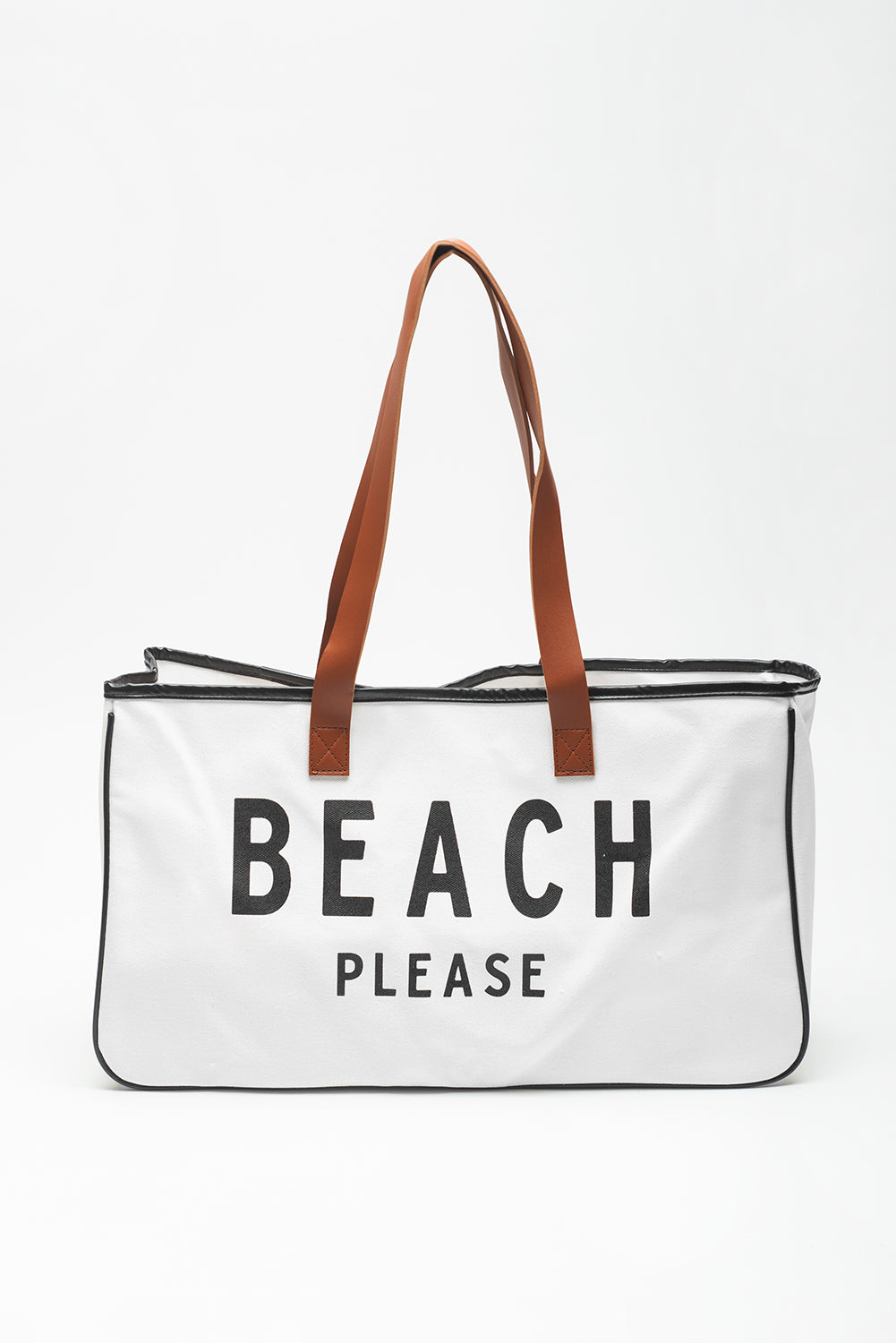 BEACH PLEASE Large Canvas Tote Bag