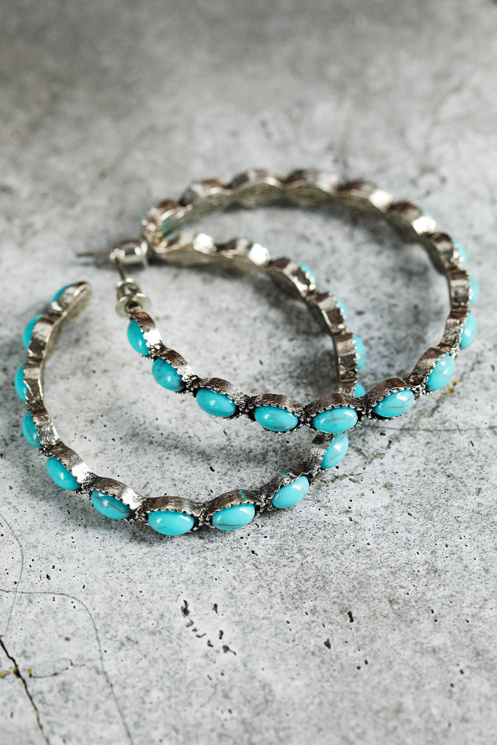 Turquoise Open Hoop Earrings