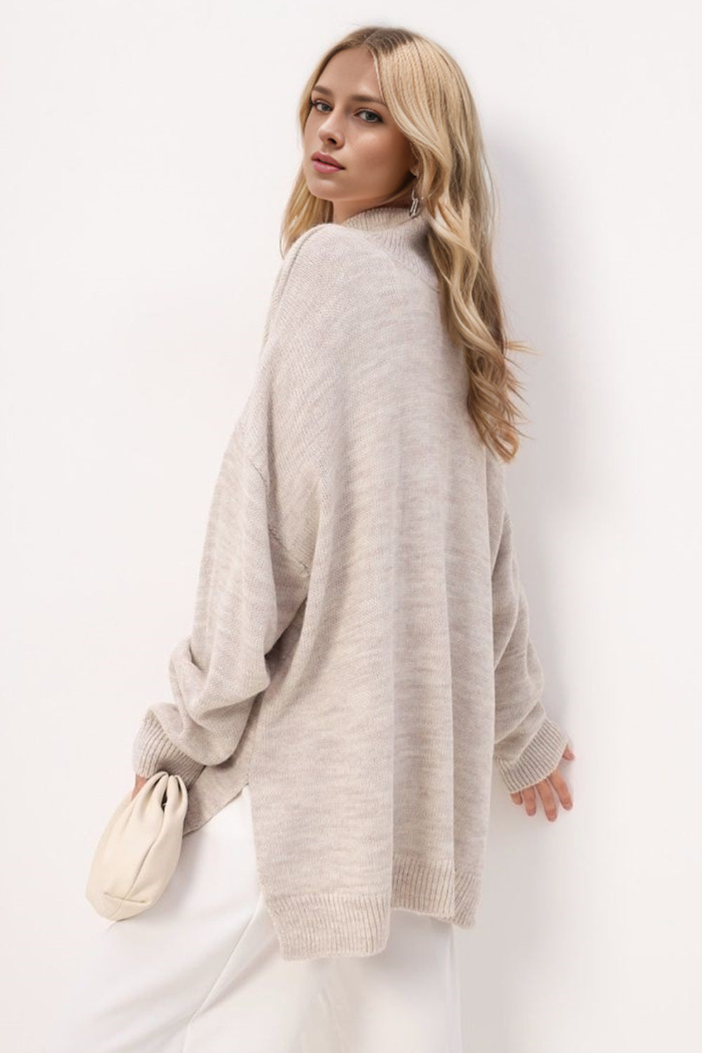 Side Slit Turtleneck Sweater