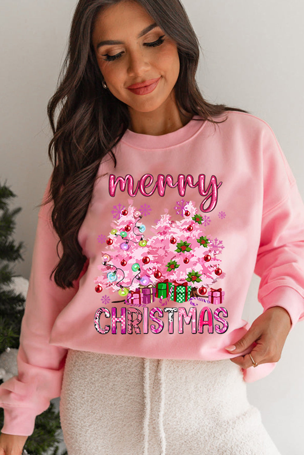 Merry Christmas Pink Sweatshirt