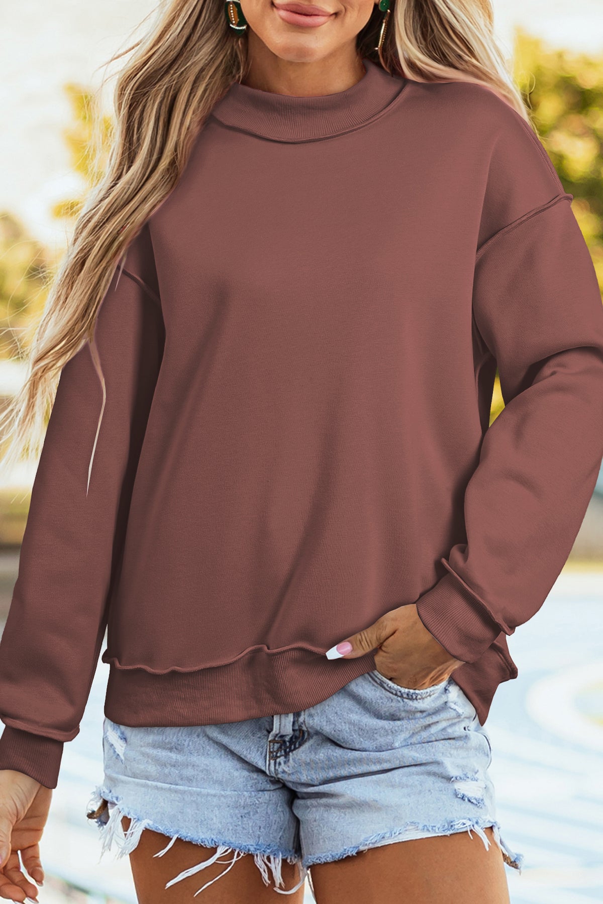 Reversible Mock Neck Sweatshirt