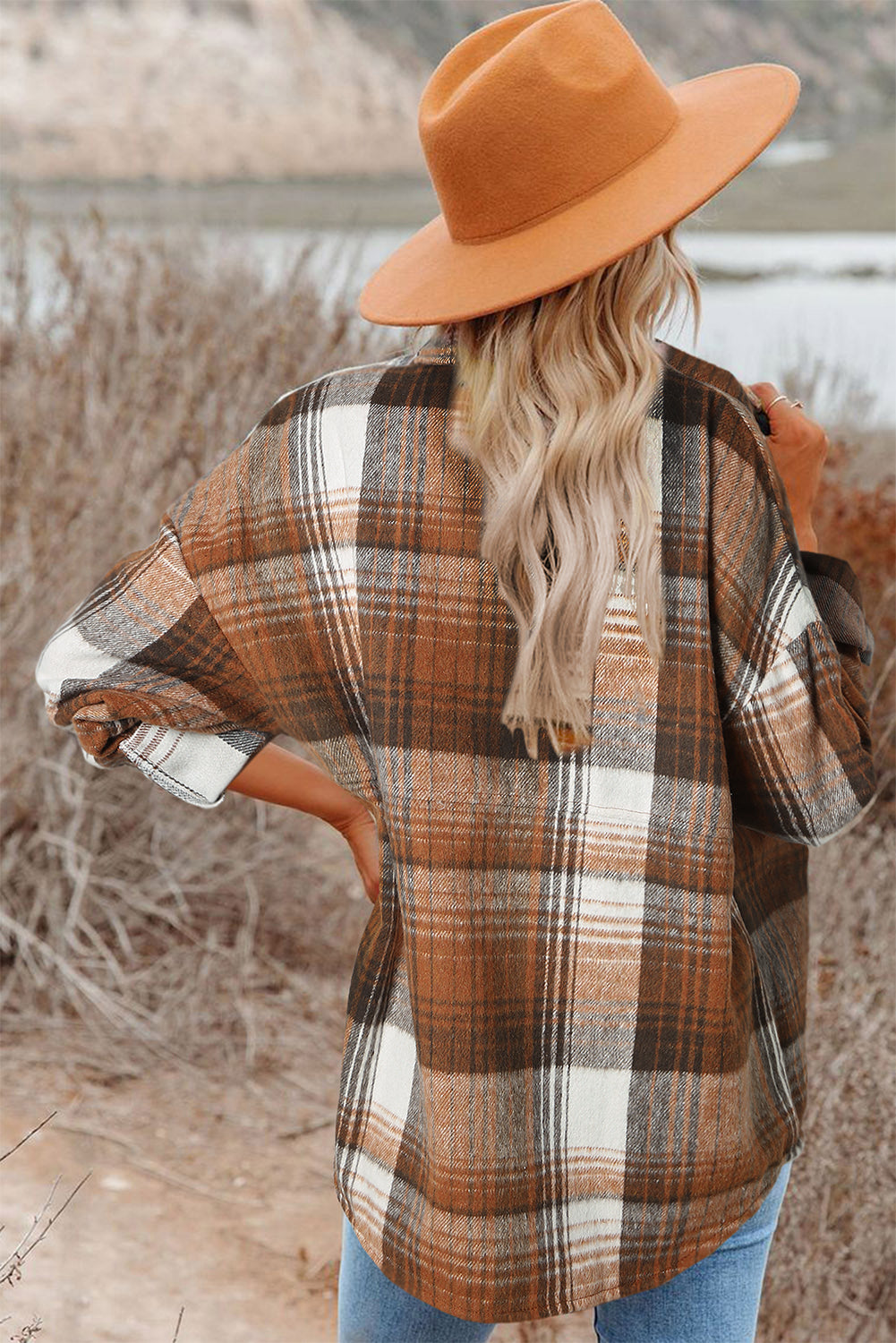 Autumn Brown Plaid Flannel Shacket