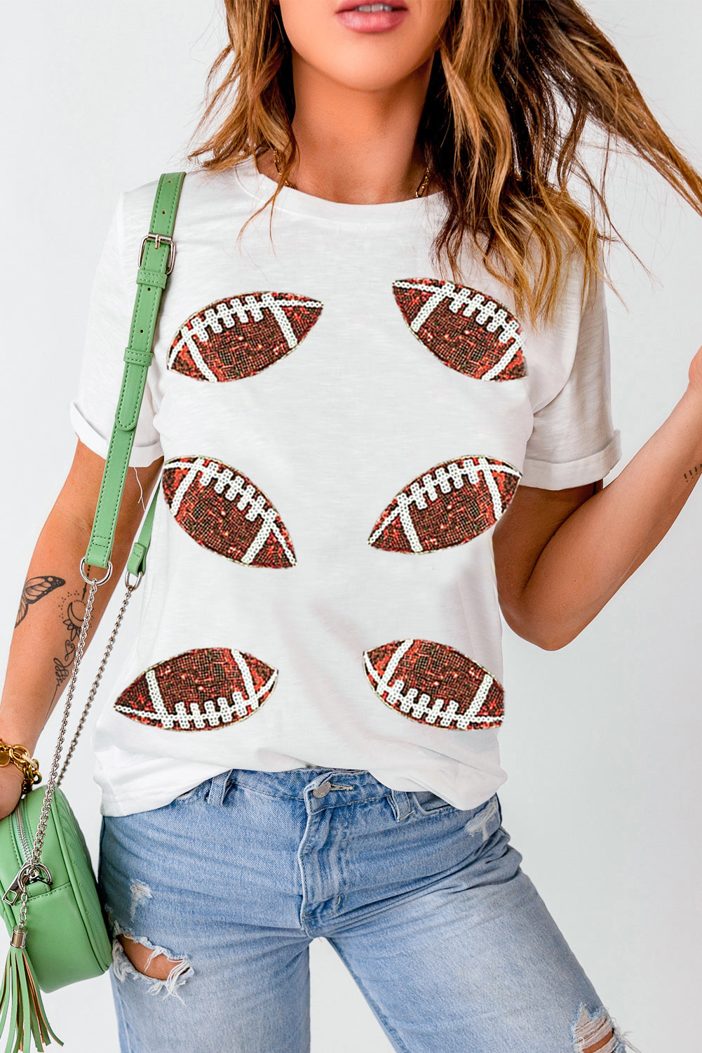 Sequin Footballs Tee