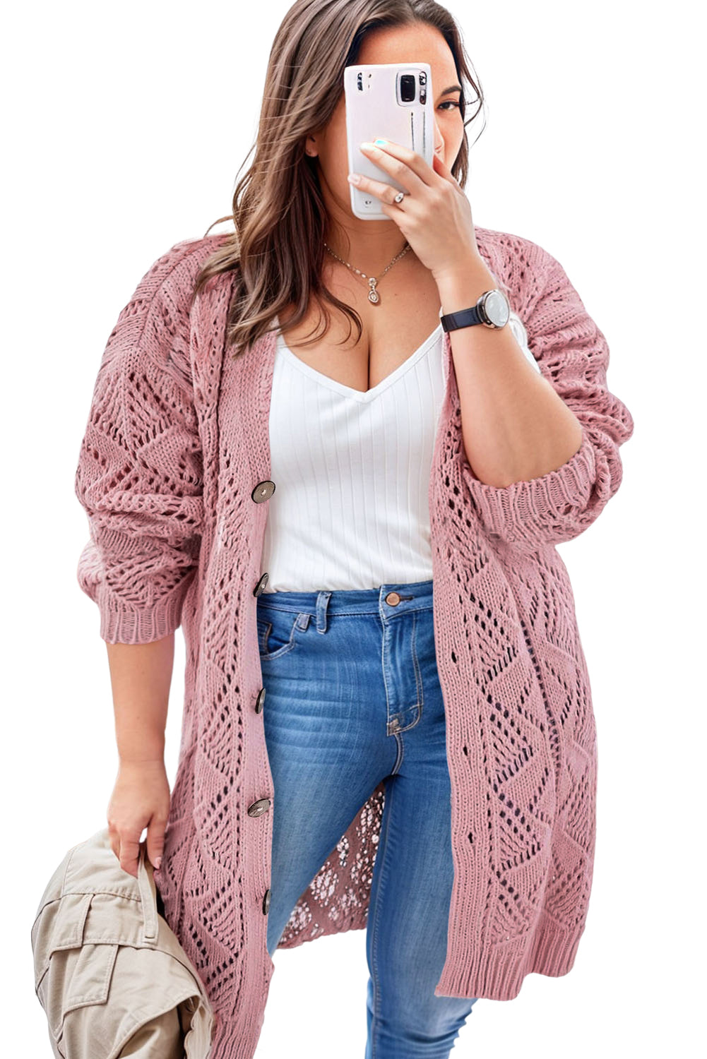 3/4 Length Cardigan Plus Size