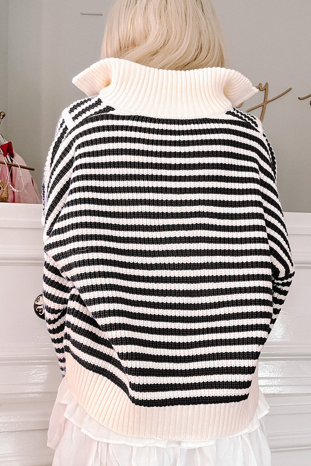 Stripe Zip Up Sweater