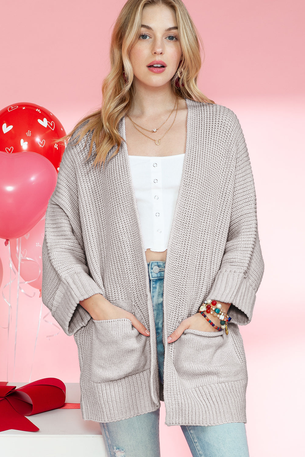 Batwing Sleeve Oversized Cable Knit Cardigan