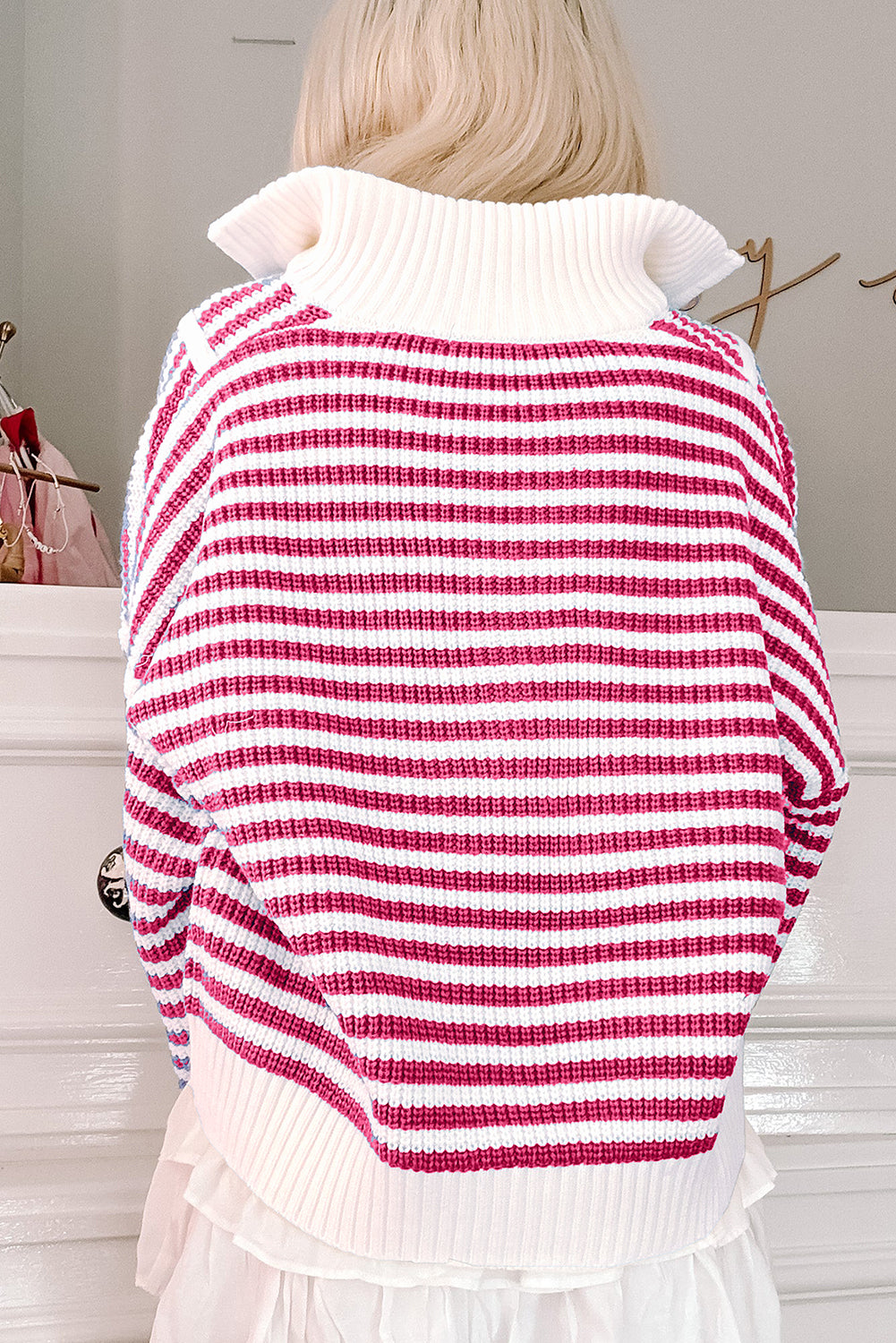 Stripe Zip Up Sweater