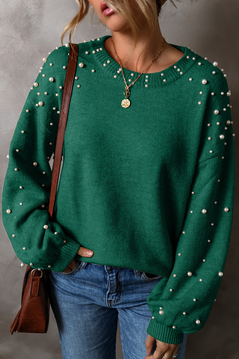 Pearl Drop Shoulder Sweater