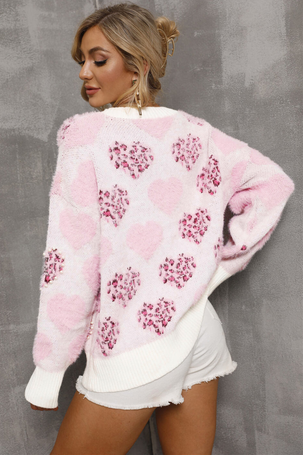 Pink Leopard Hearts Sweater