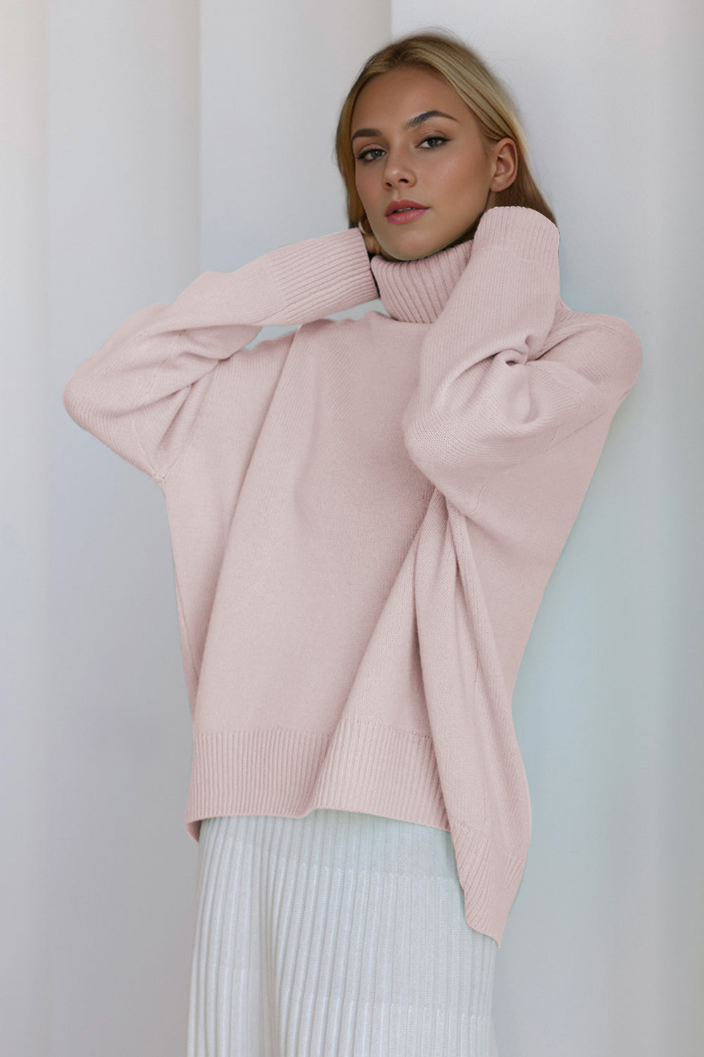 Dropped Shoulder Turtleneck Sweater