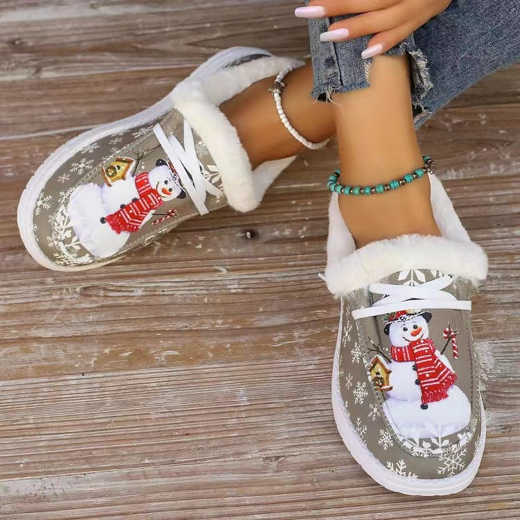 Snowman Print Slip-Ons