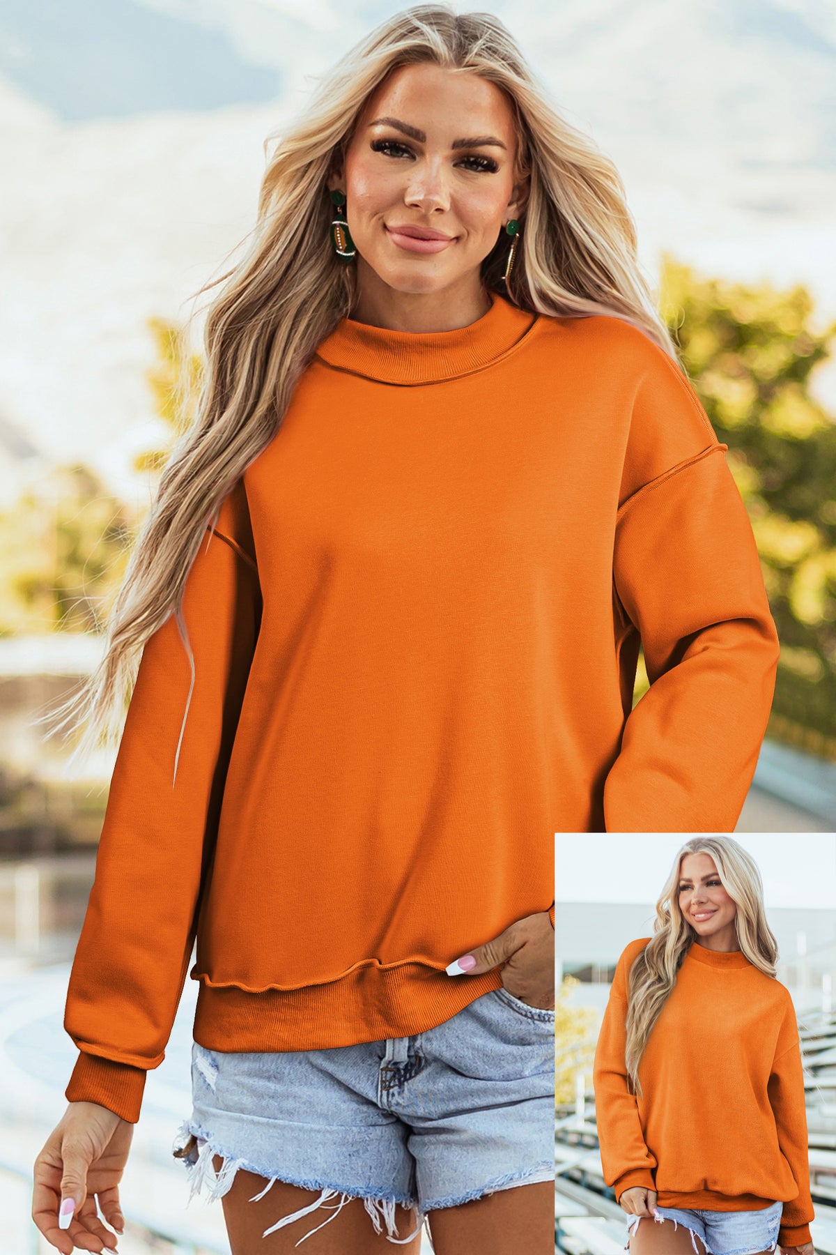 Reversible Mock Neck Sweatshirt