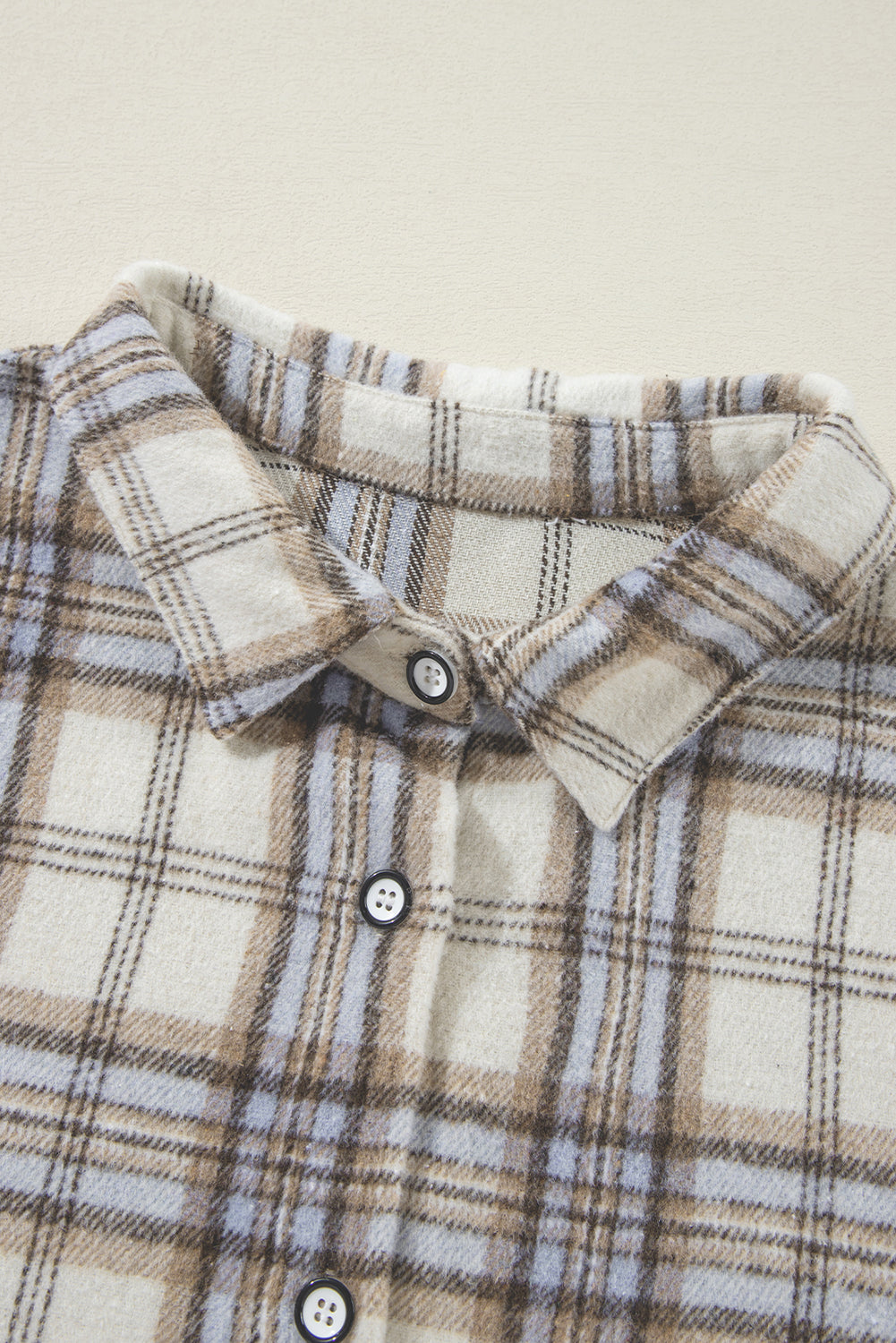 Natural Plaid Shacket Plus Size