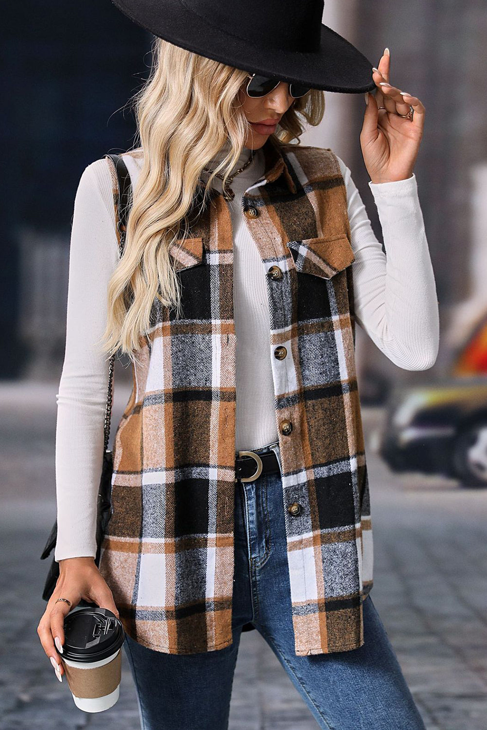 Plaid Sleeveless Vest