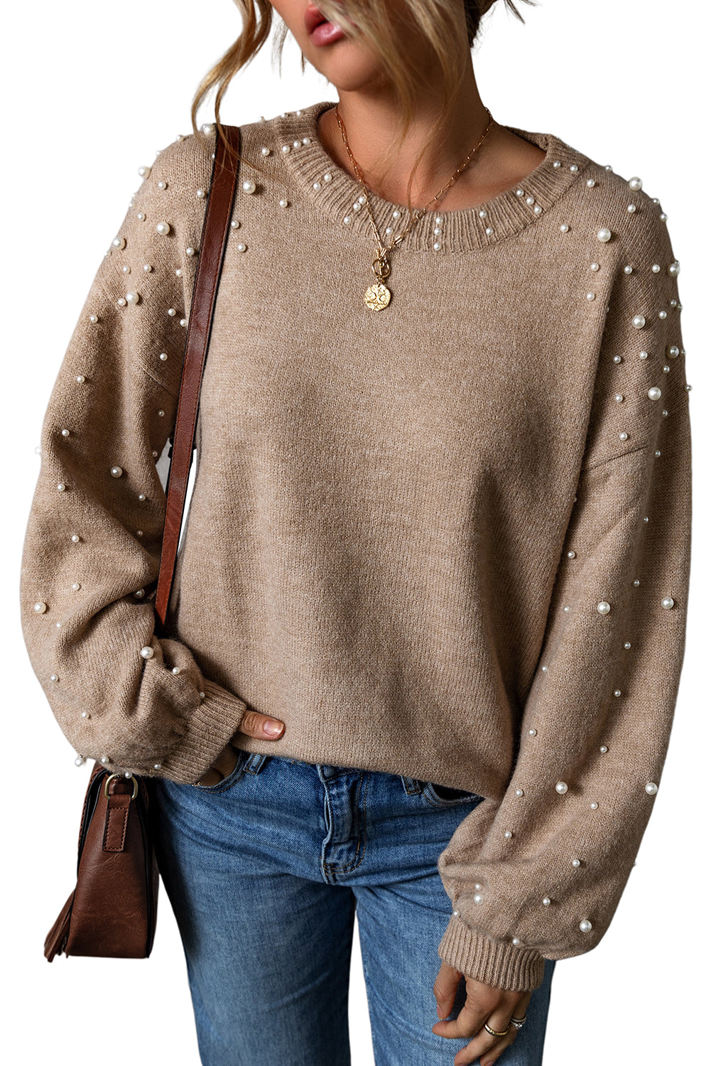 Pearl Drop Shoulder Sweater