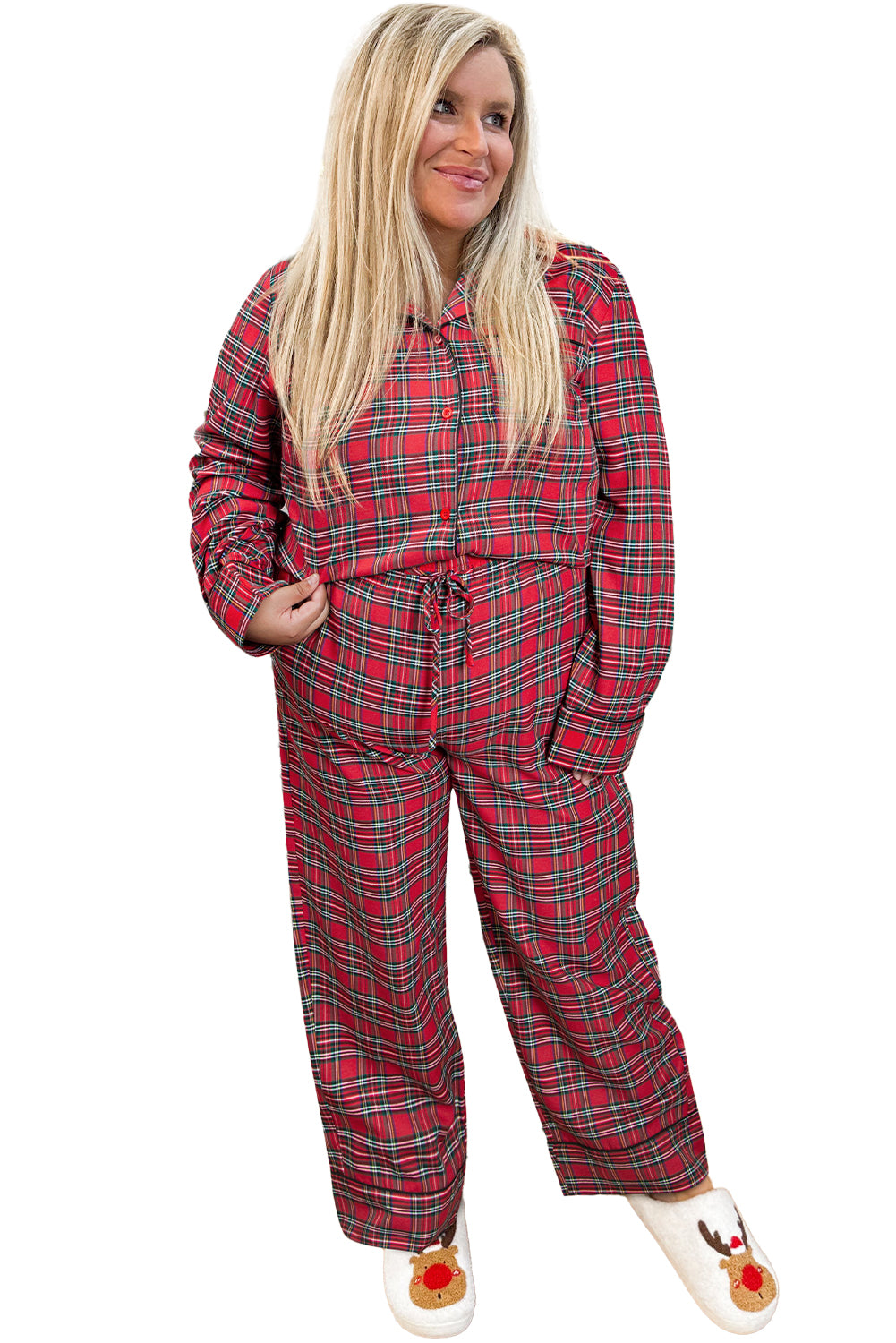 Red Plaid Pajama Set Plus Size