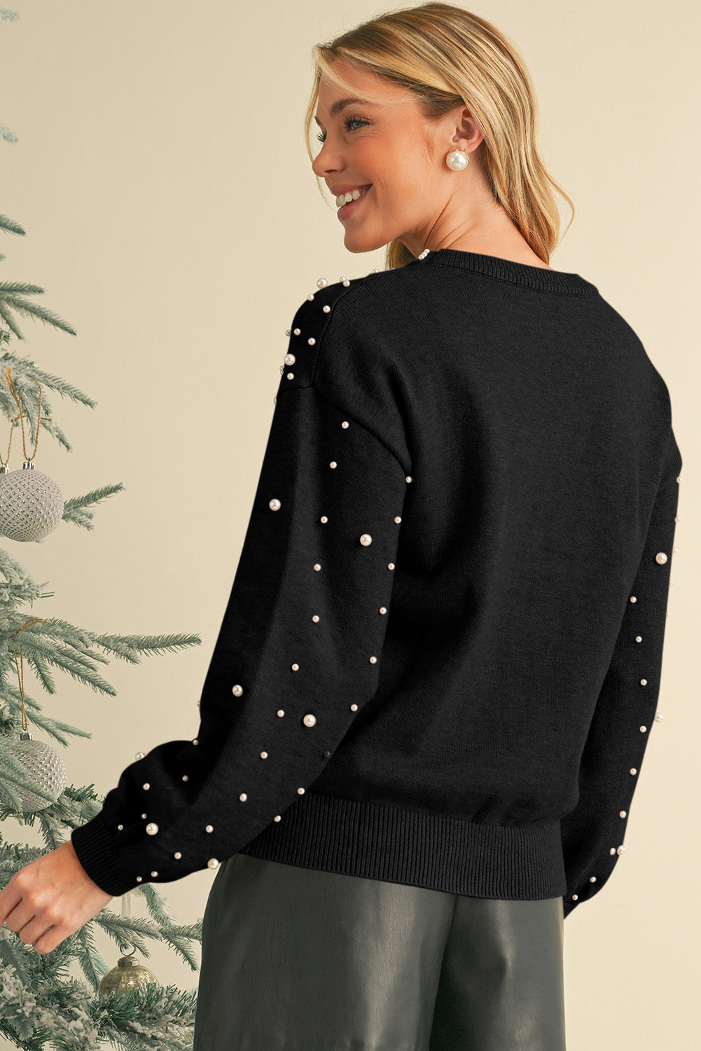 Pearl Drop Shoulder Sweater