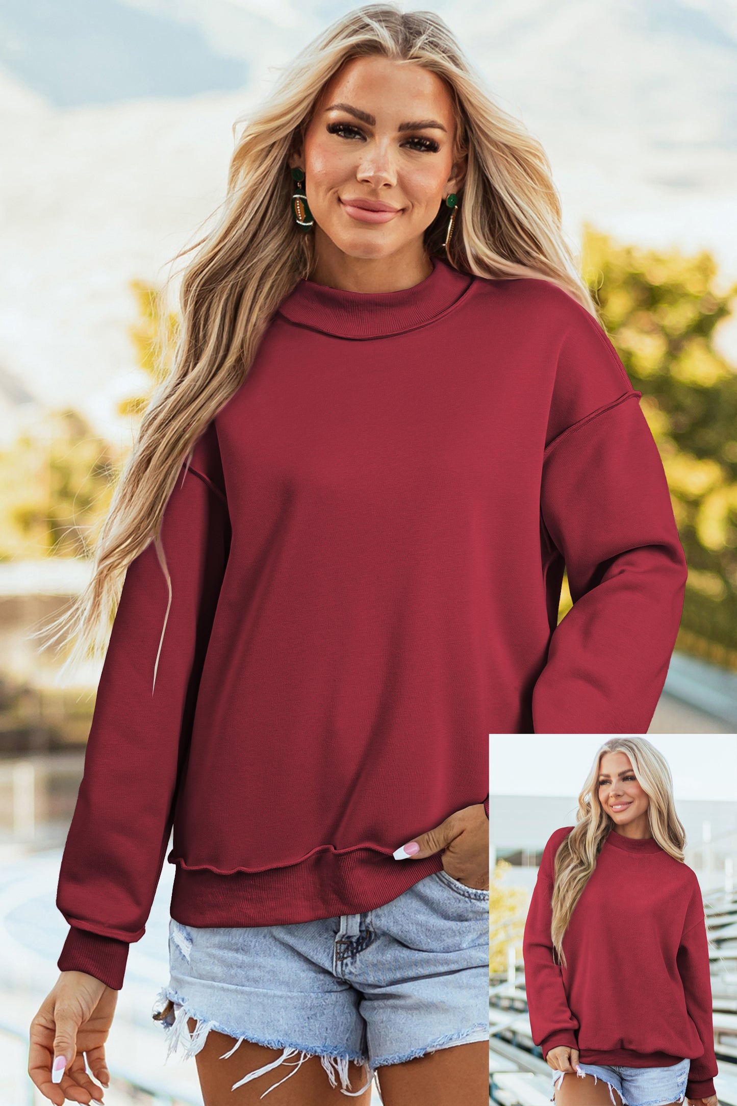 Reversible Mock Neck Sweatshirt