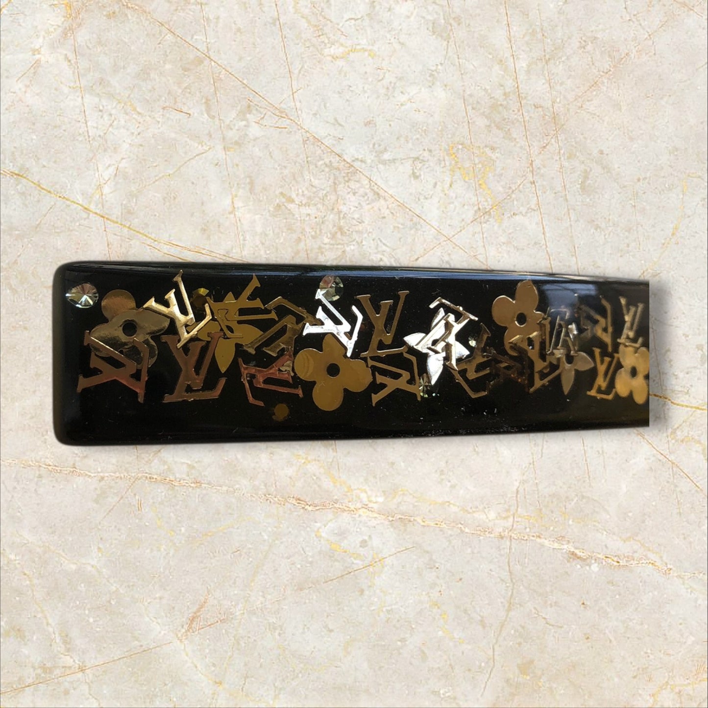 Louis Vuitton M65304 Barrette Inclusion Noir Black Hair Clip Box Dust Bag