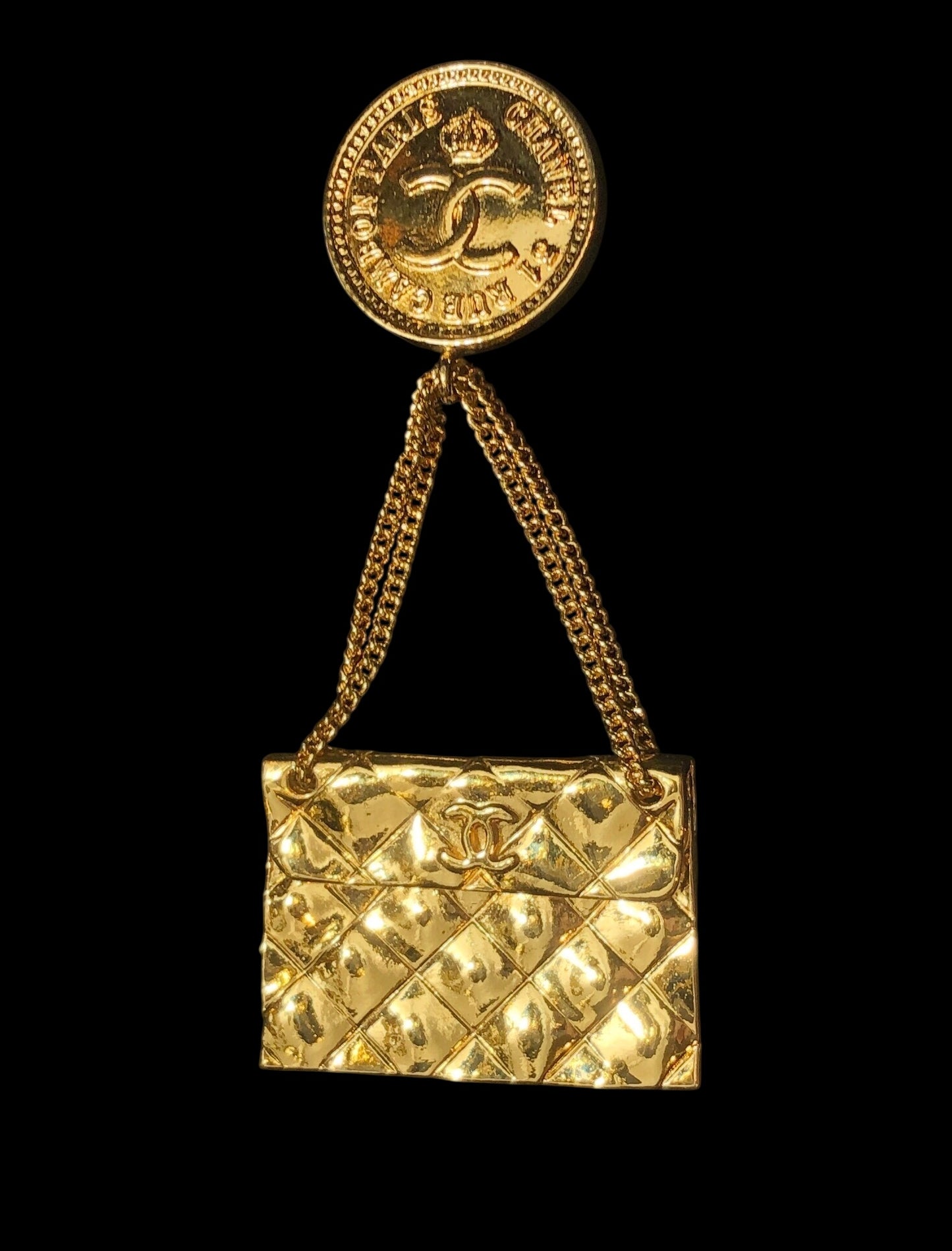 CHANEL Quilted Handbag Brooch