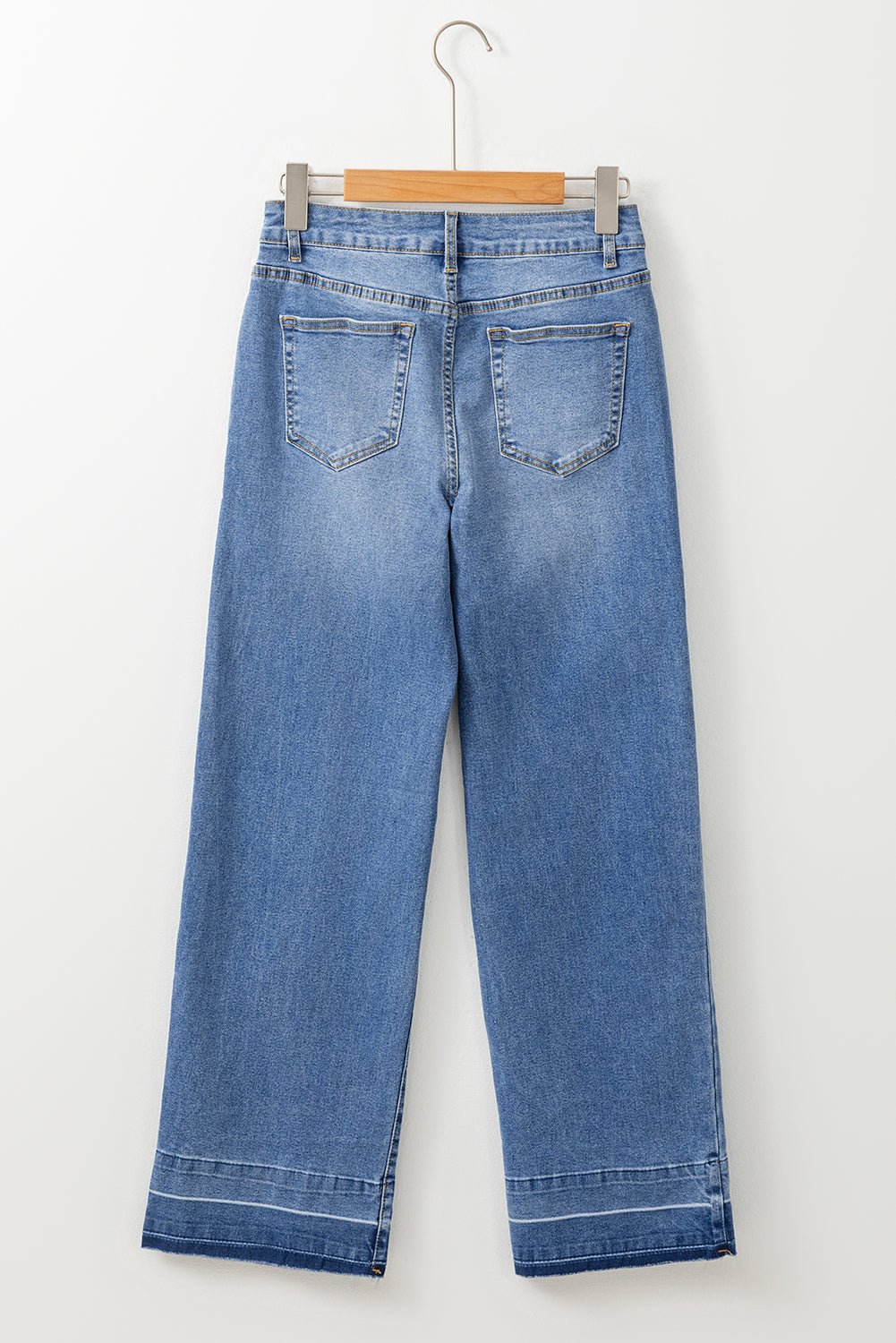 Raw Hem Cuffs Straight High Rise Loose Jeans
