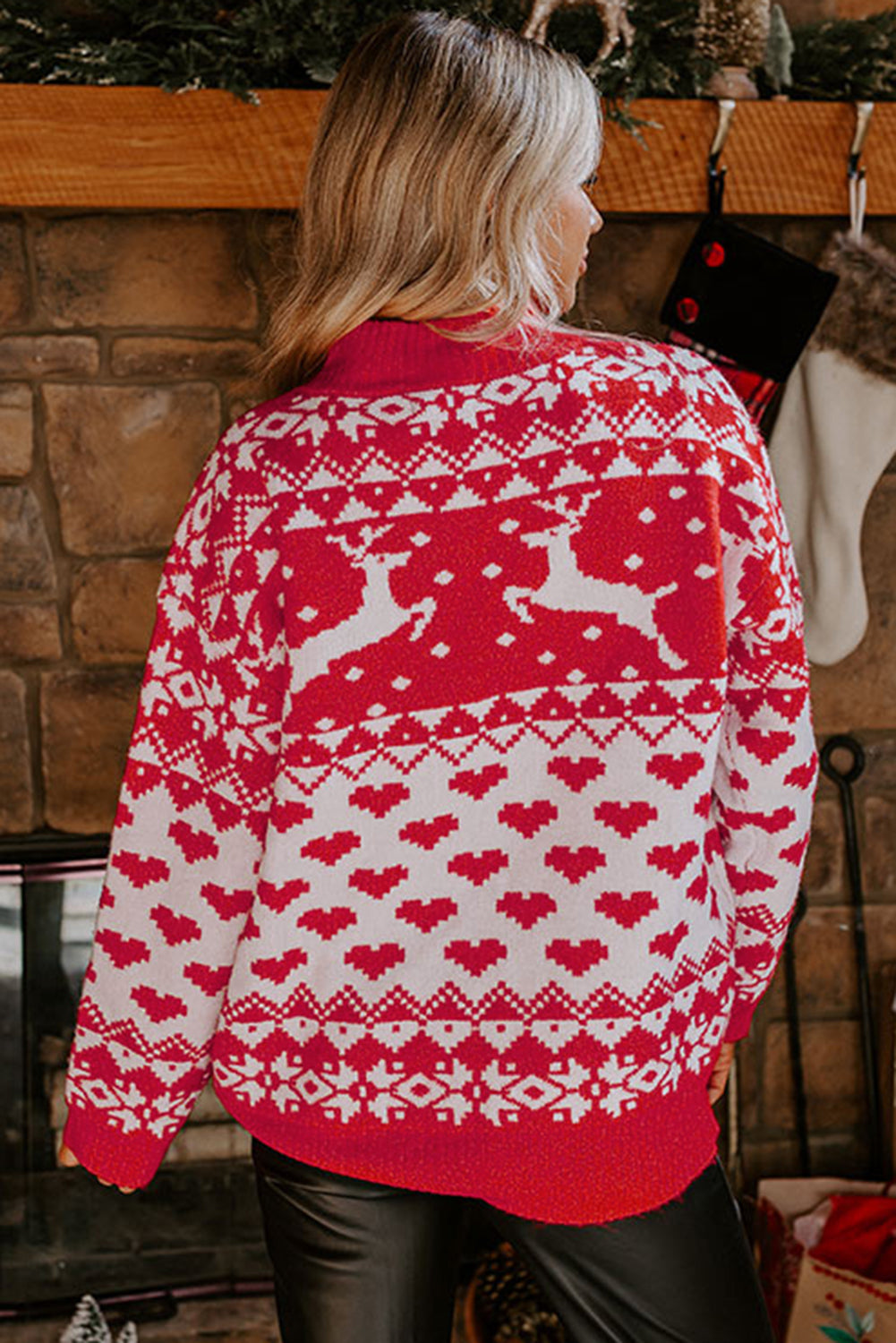 Reindeer Heart High Neck Sweater