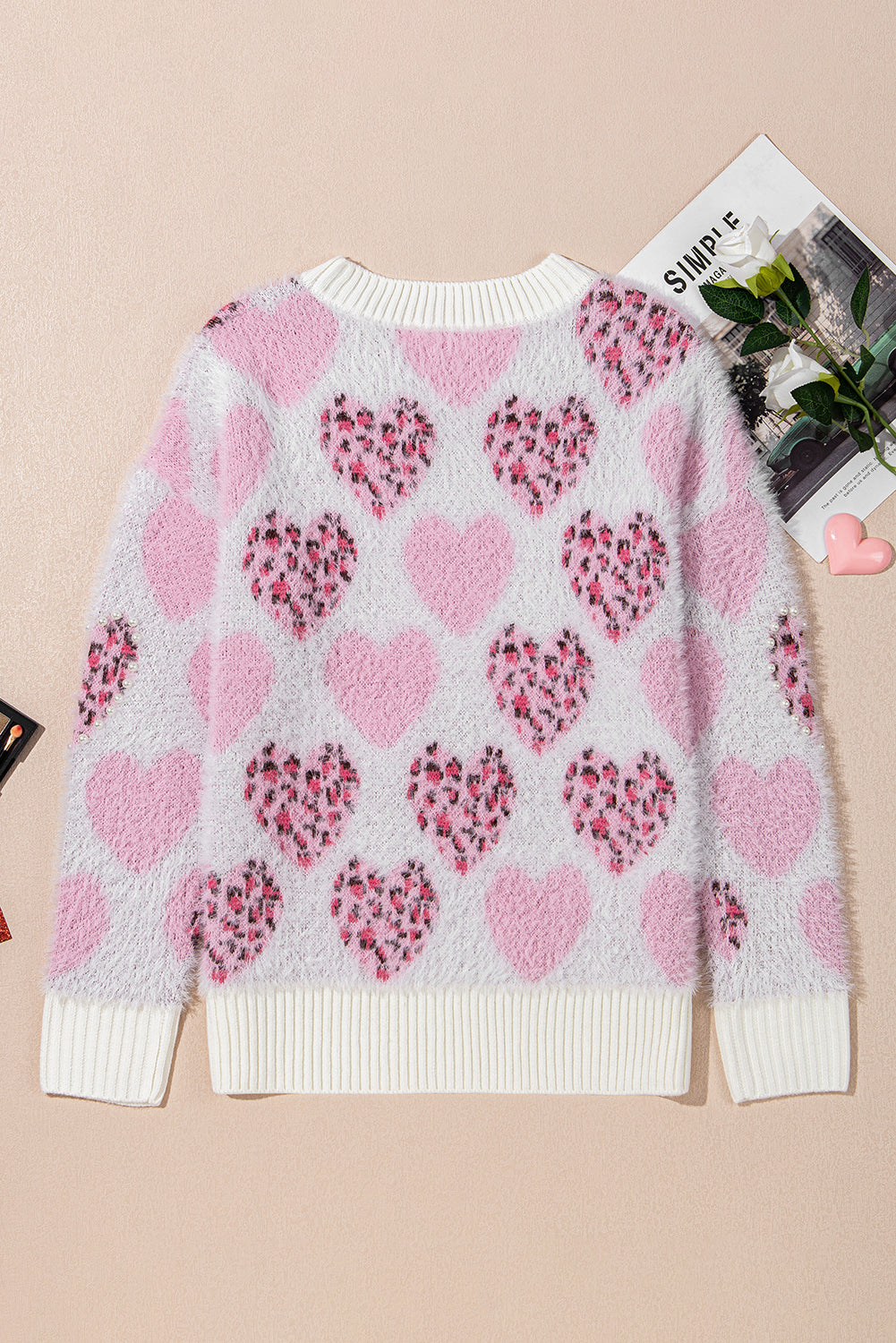 Pink Leopard Hearts Sweater