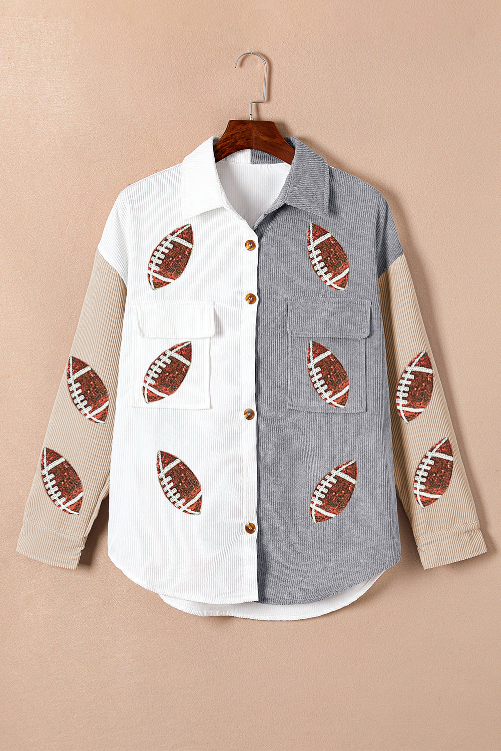 Sequin Football Corduroy Shacket