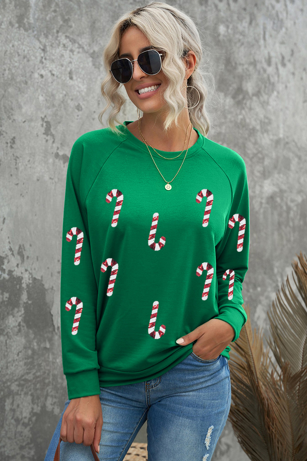 Candy Cane Print Sweatshirt