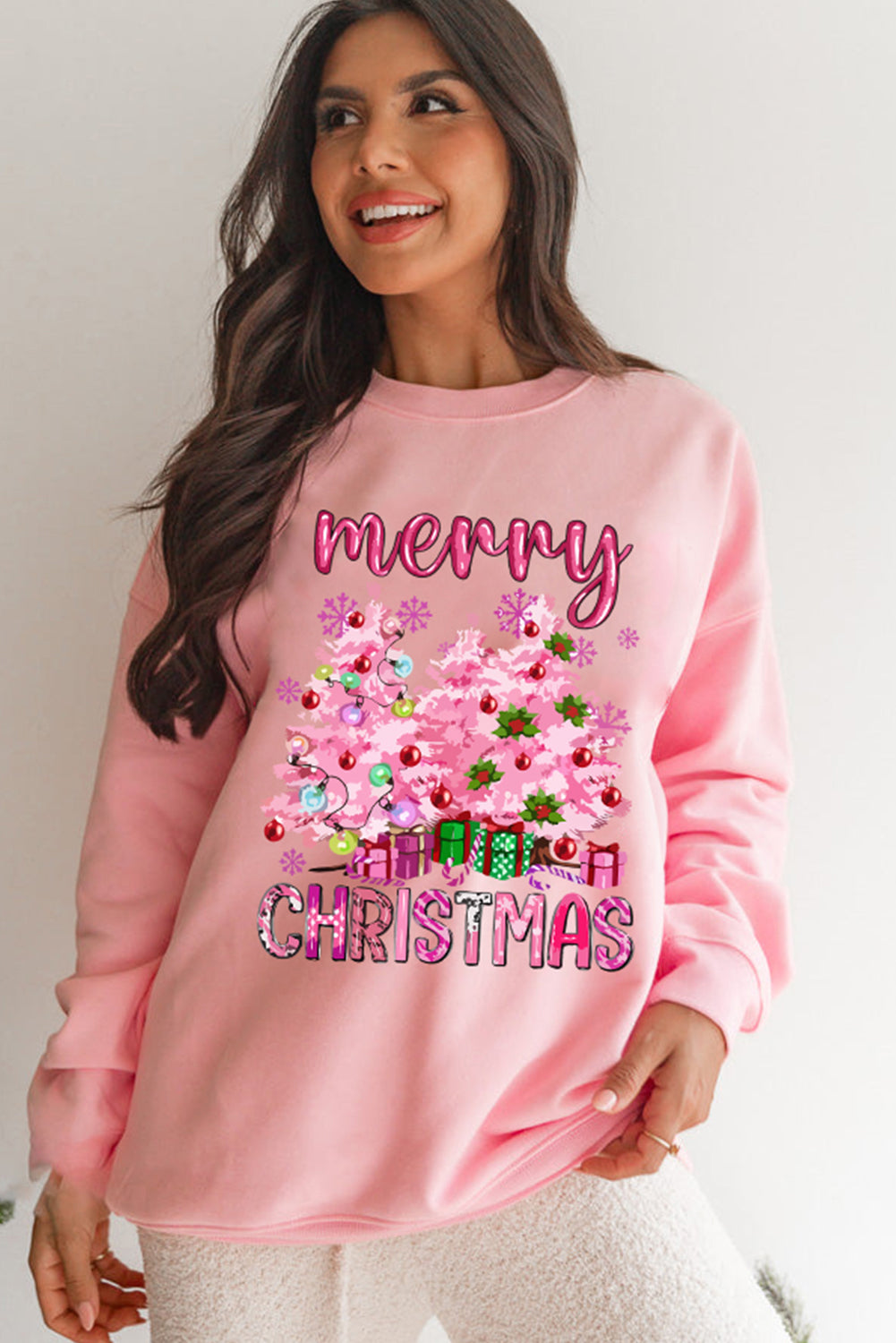 Merry Christmas Pink Sweatshirt