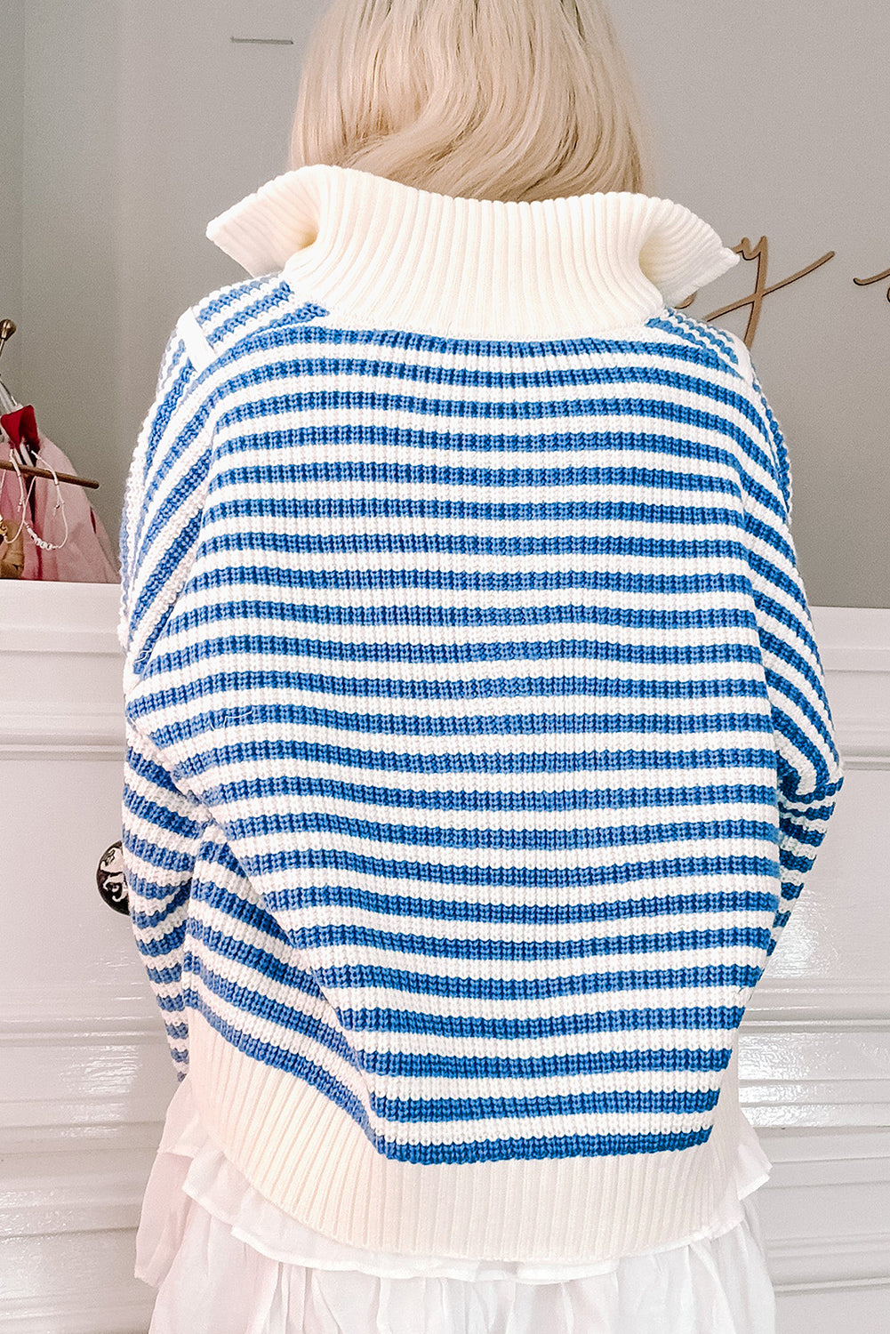 Stripe Zip Up Sweater