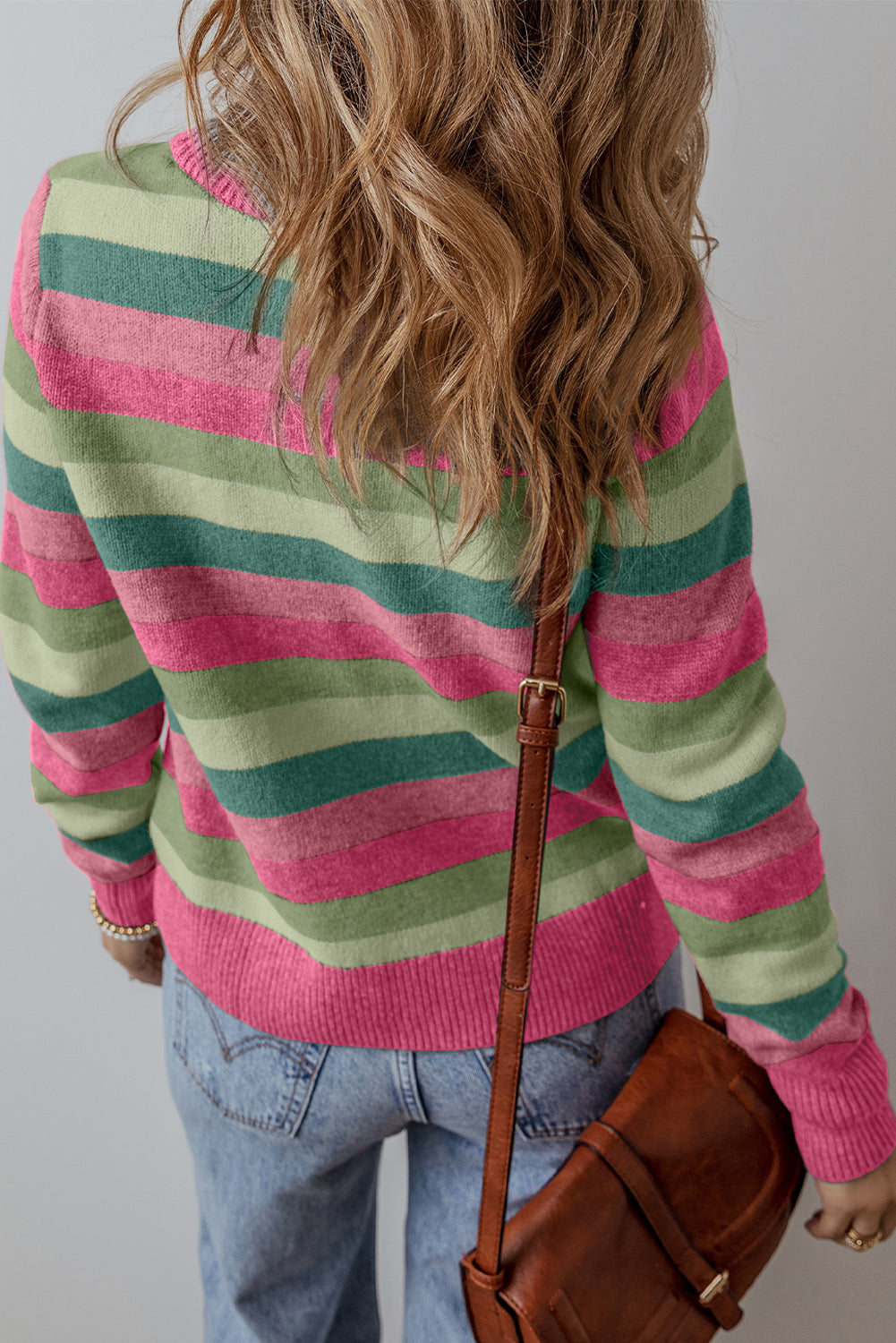 Striped Ribbed Edge Sweater