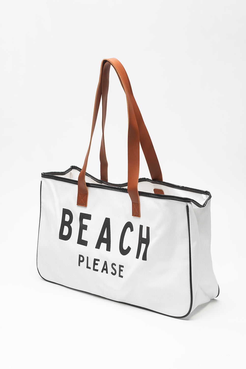 BEACH PLEASE Large Canvas Tote Bag