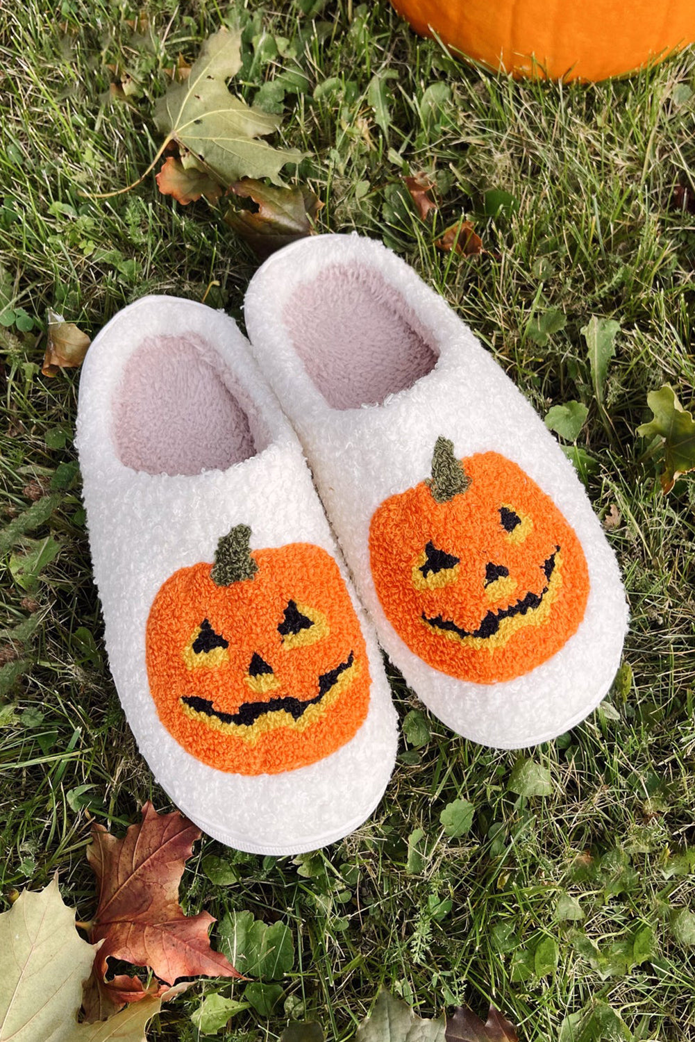 Plush Halloween Pumpkin Slippers