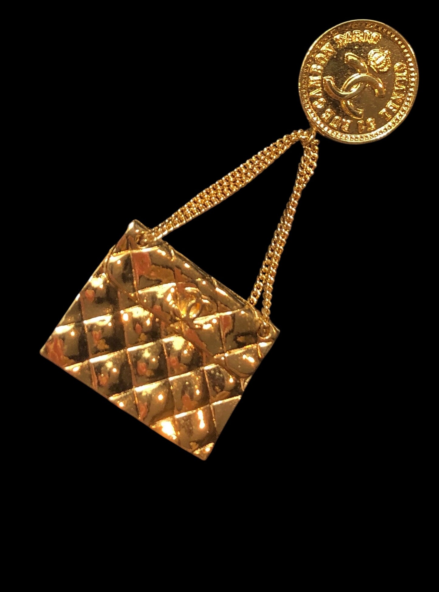 CHANEL Quilted Handbag Brooch